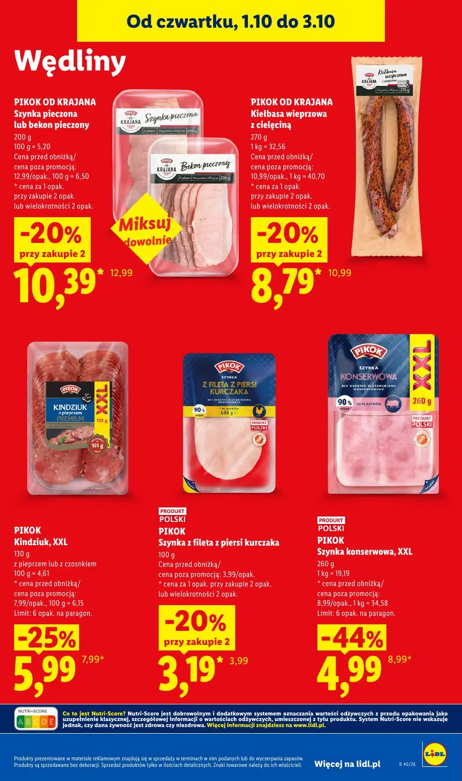 Lidl gazetka, strona 59 z 109 — PIKOK Szynka konserwowa, XXL, PIKOK OD KRAJANA Szynka pieczona lub bekon pieczony, PIKOK OD …