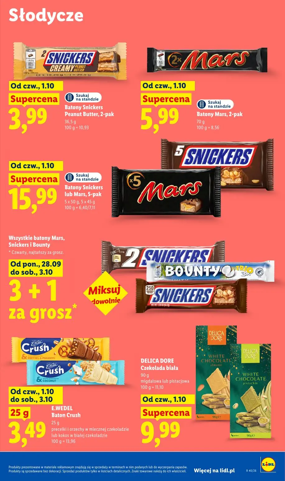 Lidl gazetka, strona 65 z 109 — Batony Snickers Peanut Butter, Batony Mars, Batony Snickers lub Mars