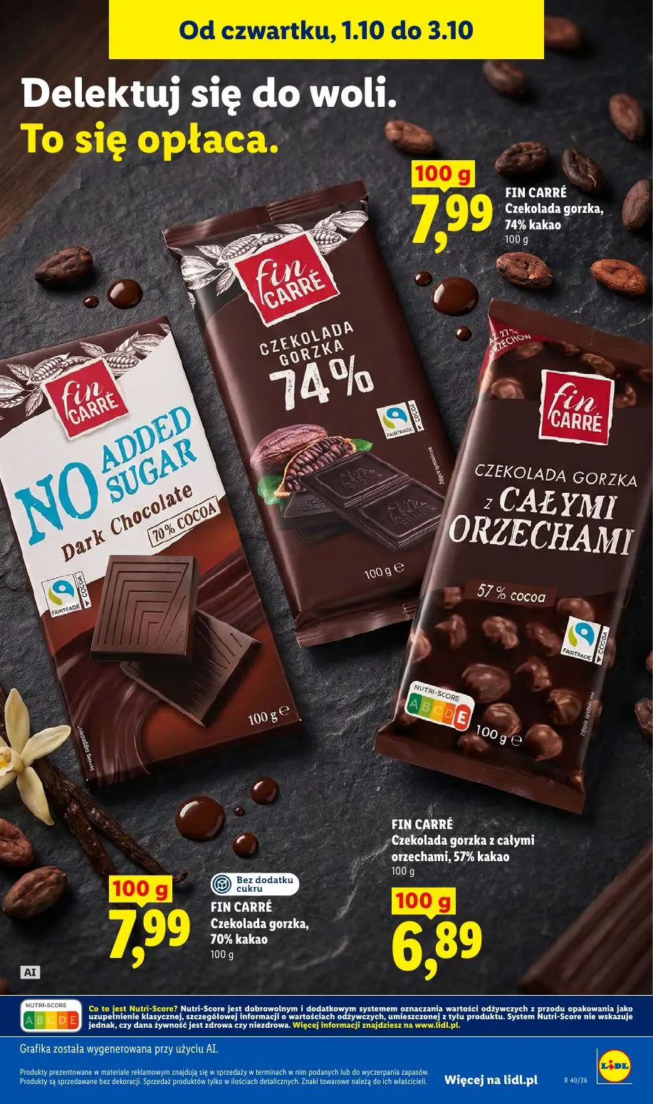 Lidl gazetka, strona 67 z 109 — FIN CARRÉ Czekolada gorzka, 74% kakao, FIN CARRÉ Czekolada gorzka, 70% kakao, FIN CARRÉ Czek…