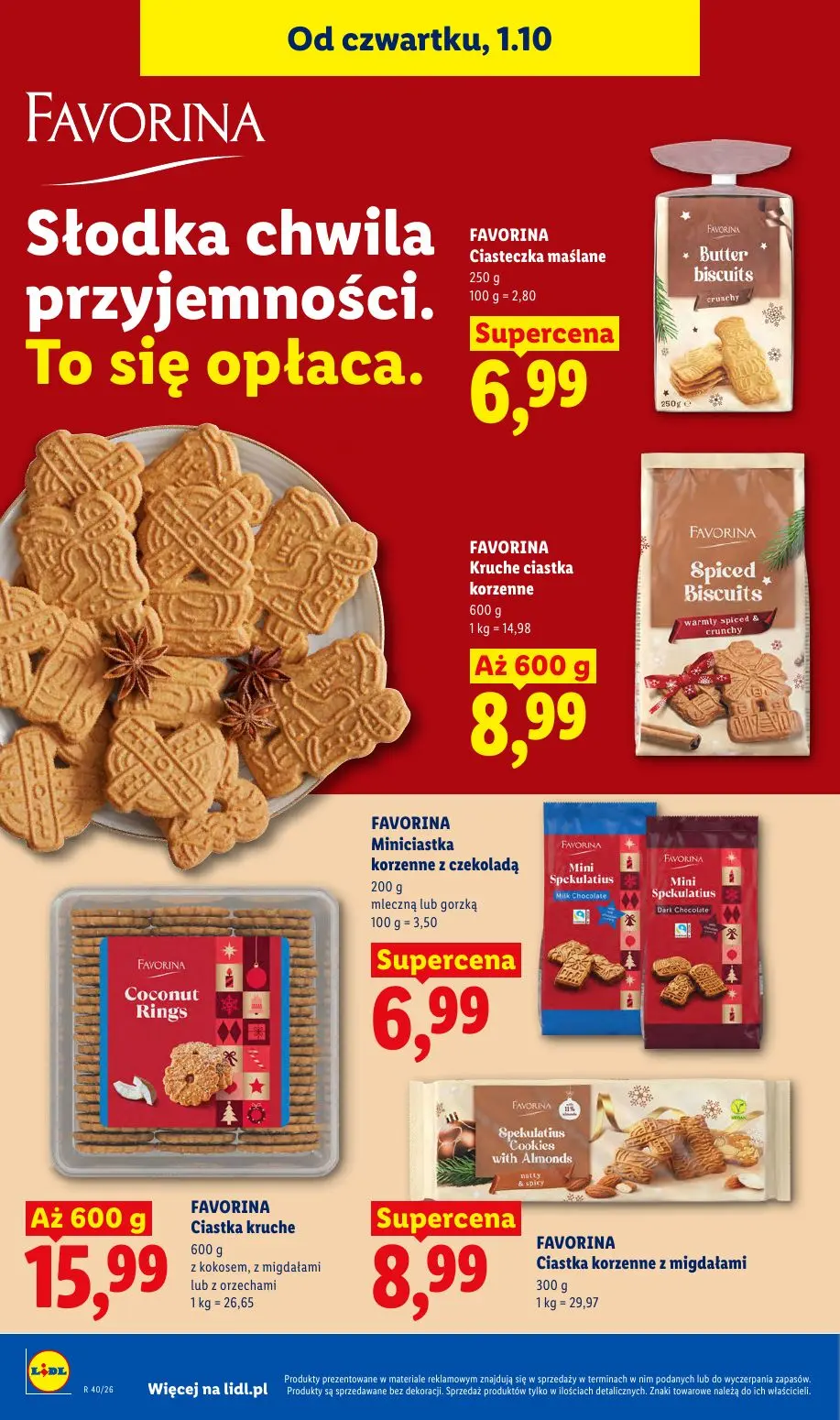 Lidl gazetka, strona 68 z 109 — FAVORINA Ciasteczka maślane, FAVORINA Kruche ciastka korzenne, FAVORINA Miniciastka korzenne…