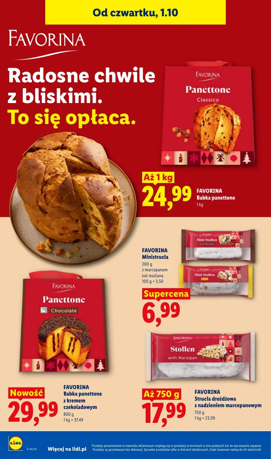 Lidl gazetka, strona 70 z 109 — FAVORINA Babka panettone, FAVORINA Ministrucla z marcepanem lub maślana, FAVORINA Babka pane…