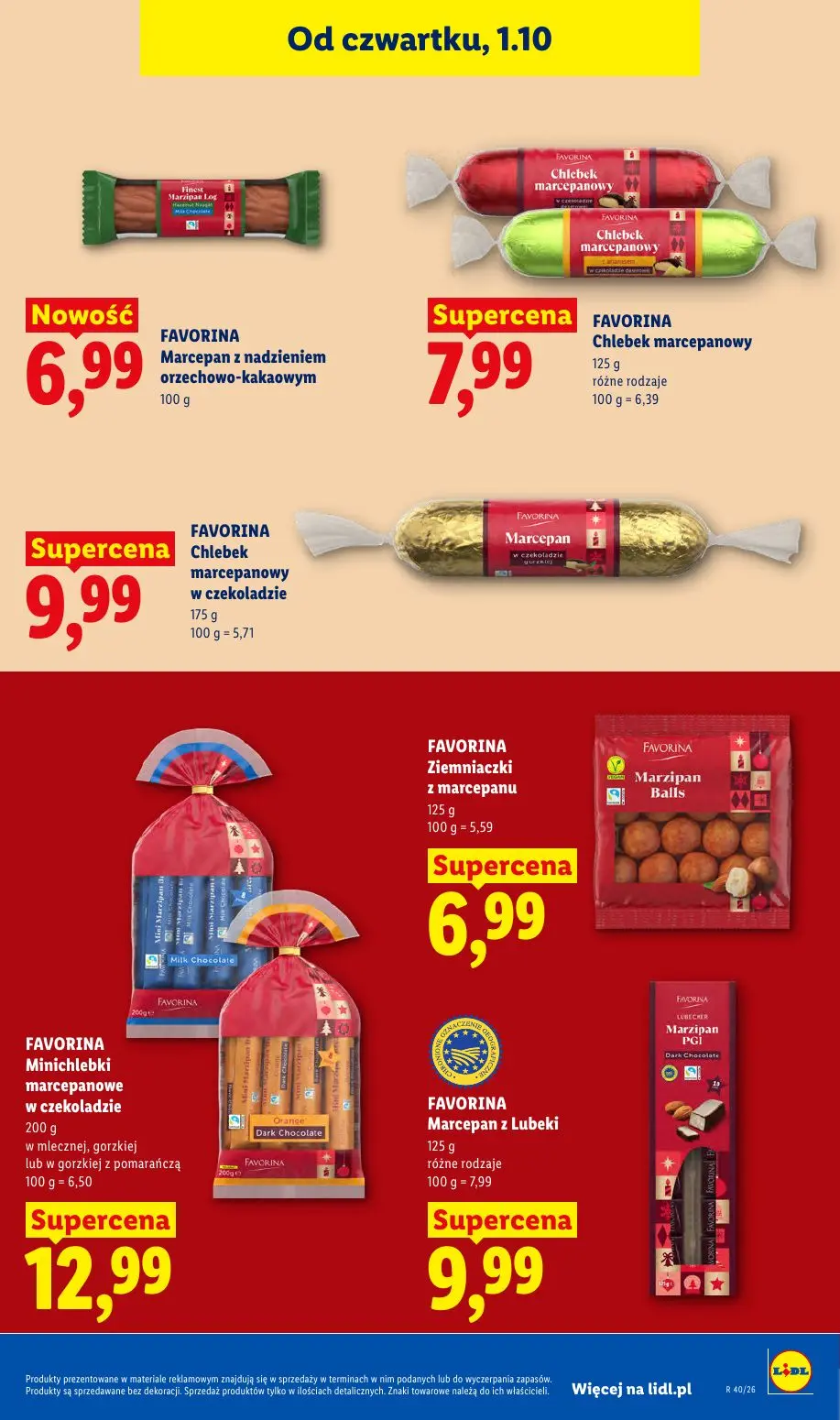 Lidl gazetka, strona 71 z 109 — FAVORINA Marcepan z nadzieniem orzechowo-kakaowym, FAVORINA Chlebek marcepanowy, FAVORINA Ch…