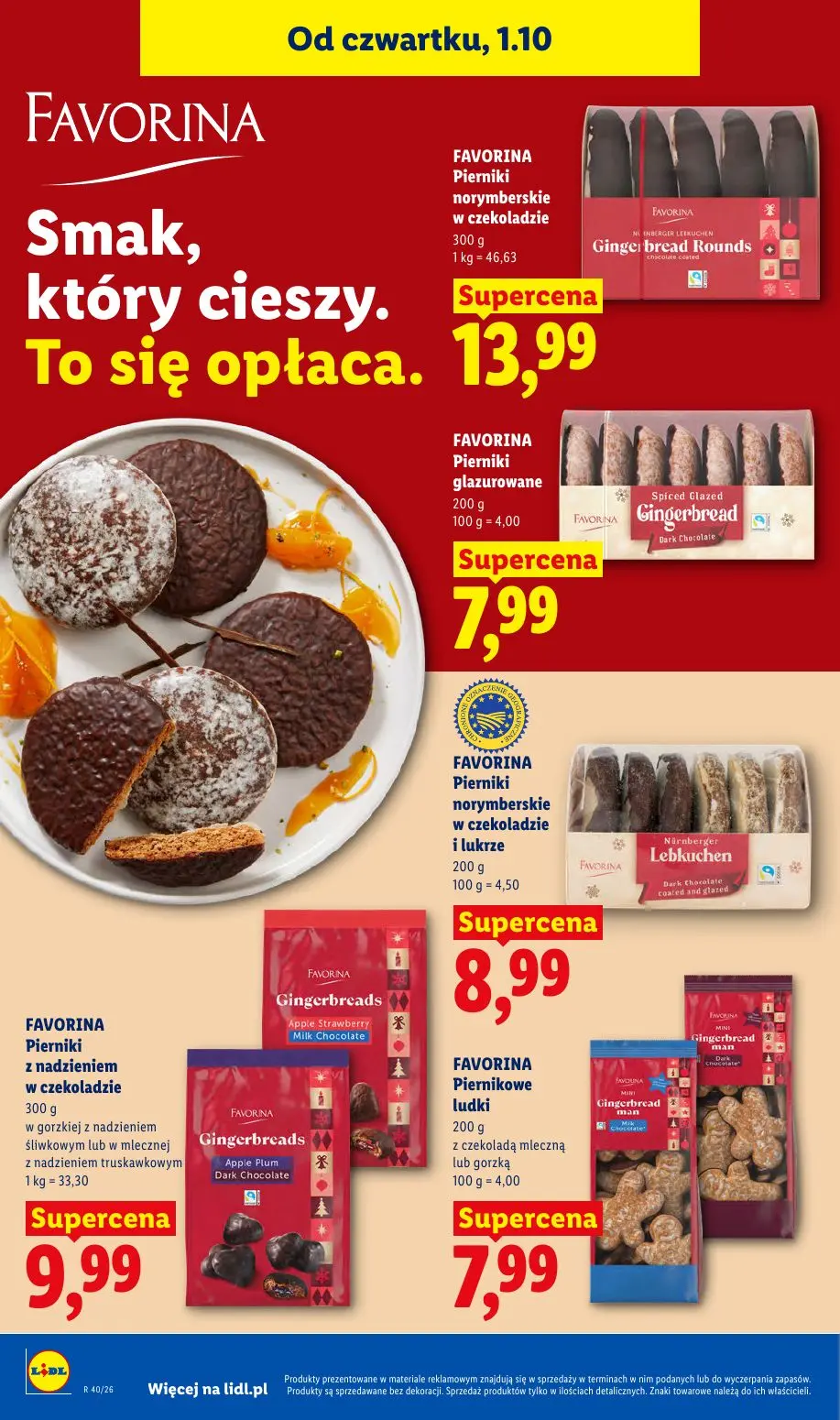 Lidl gazetka, strona 72 z 109 — FAVORINA Pierniki norymberskie w czekoladzie, FAVORINA Pierniki glazurowane, FAVORINA Pierni…