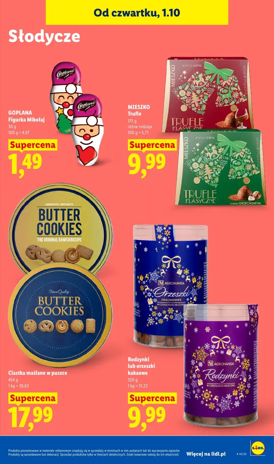Lidl gazetka, strona 75 z 109 — GOPLANA Figurka Mikołaj, MIESZKO Trufle, Ciastka maślane w puszce