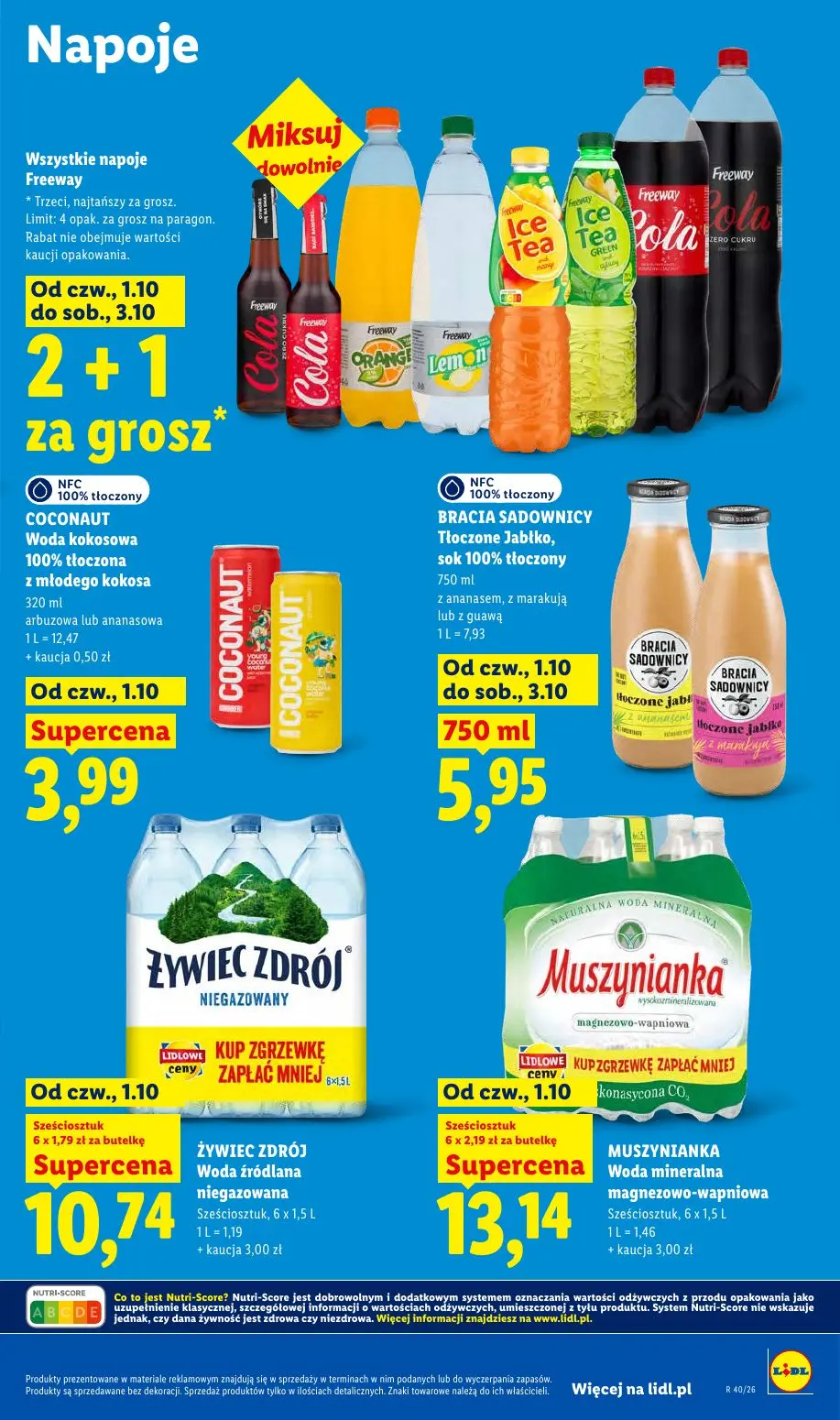 Lidl gazetka, strona 83 z 109 — COCONAUT Woda kokosowa 100% tłoczona z młodego kokosa arbuzowa lub ananasowa, BRACIA SADOWNI…