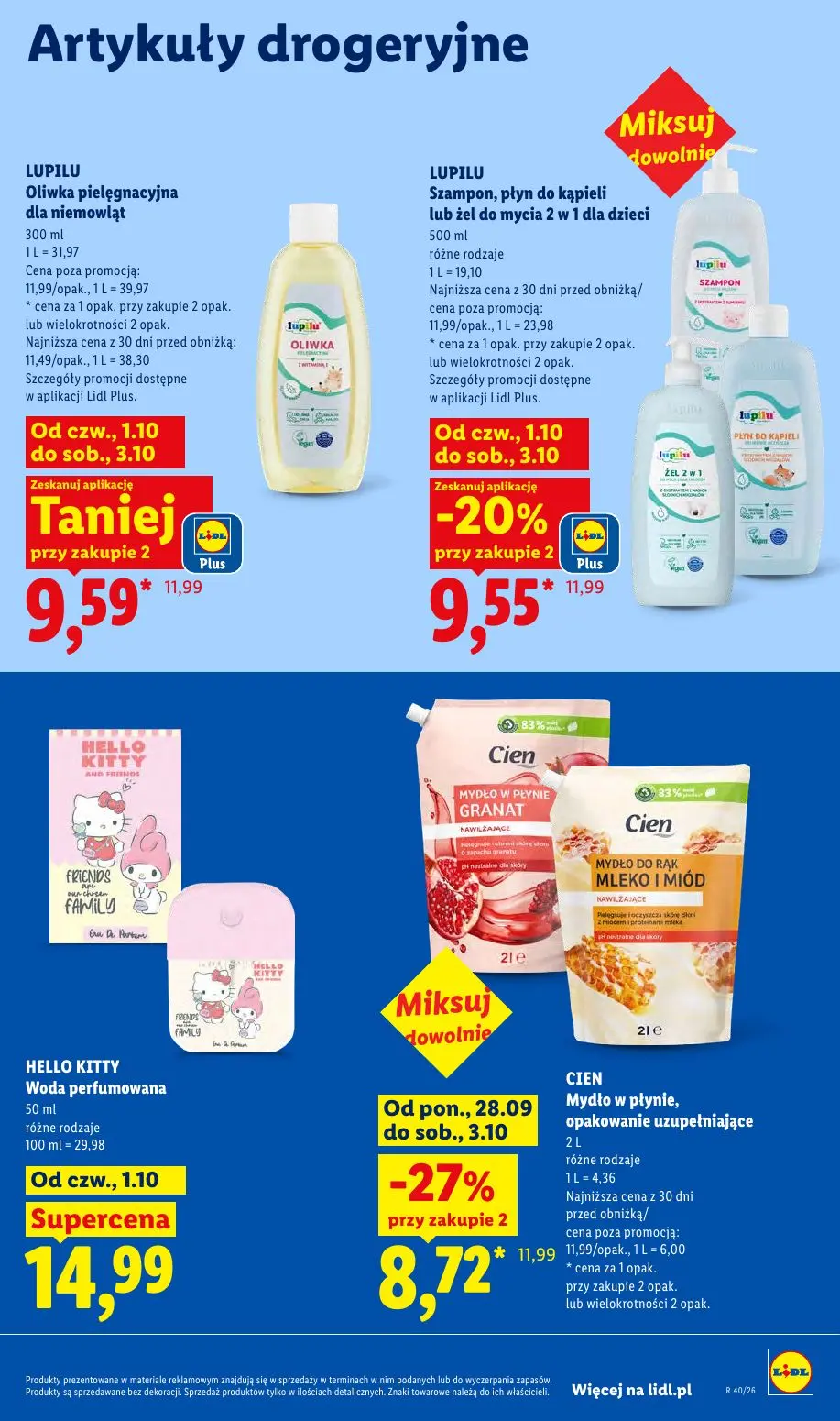 Lidl gazetka, strona 93 z 109 — CIEN Mydło w płynie, opakowanie uzupełniające, LUPILU Szampon, płyn do kąpieli lub żel do my…