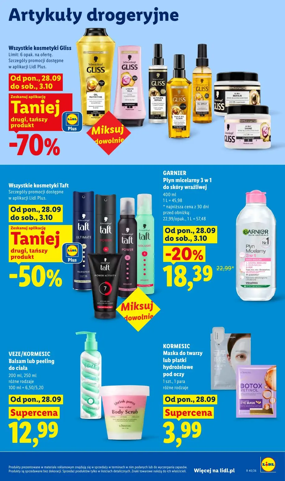 Lidl gazetka, strona 97 z 109 — GARNIER Płyn micelarny 3 w 1 do skóry wrażliwej, VEZE/KORMESIC Balsam lub peeling do ciała, …