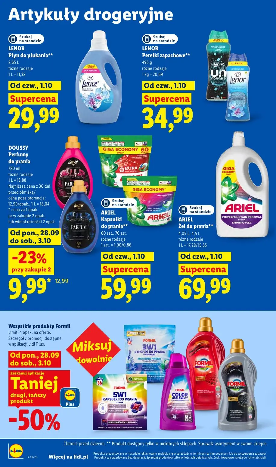Lidl gazetka, strona 98 z 109 — DOUSSY Perfumy do prania, LENOR Płyn do płukania, LENOR Perełki zapachowe