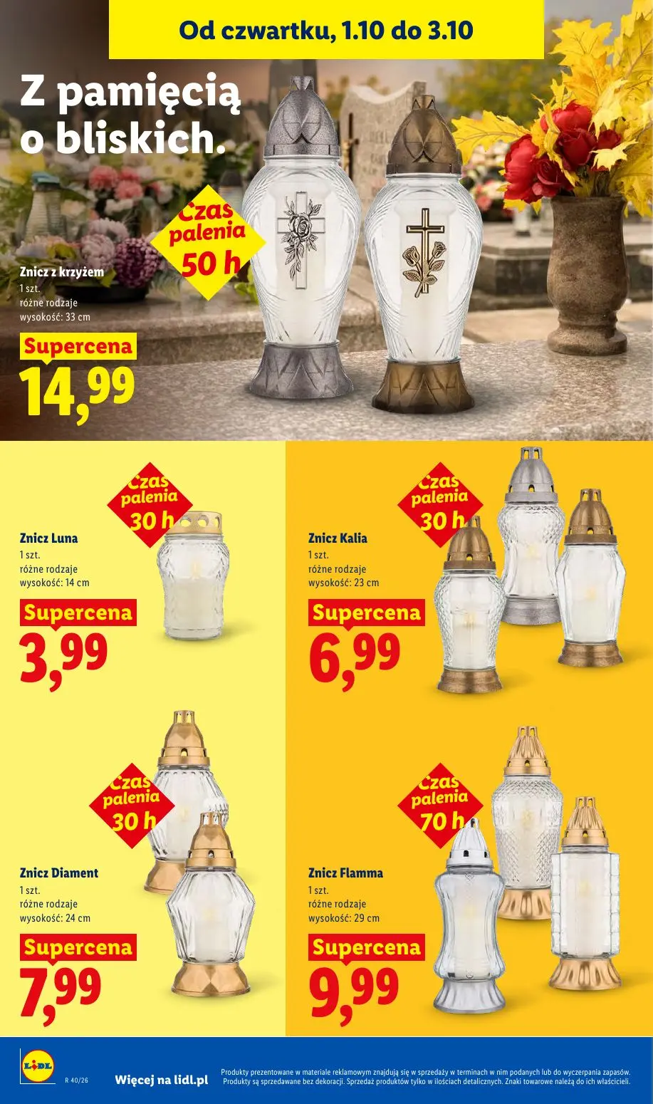 Lidl gazetka, strona 100 z 109 — Znicz z krzyżem, Znicz Luna, Znicz Kalia