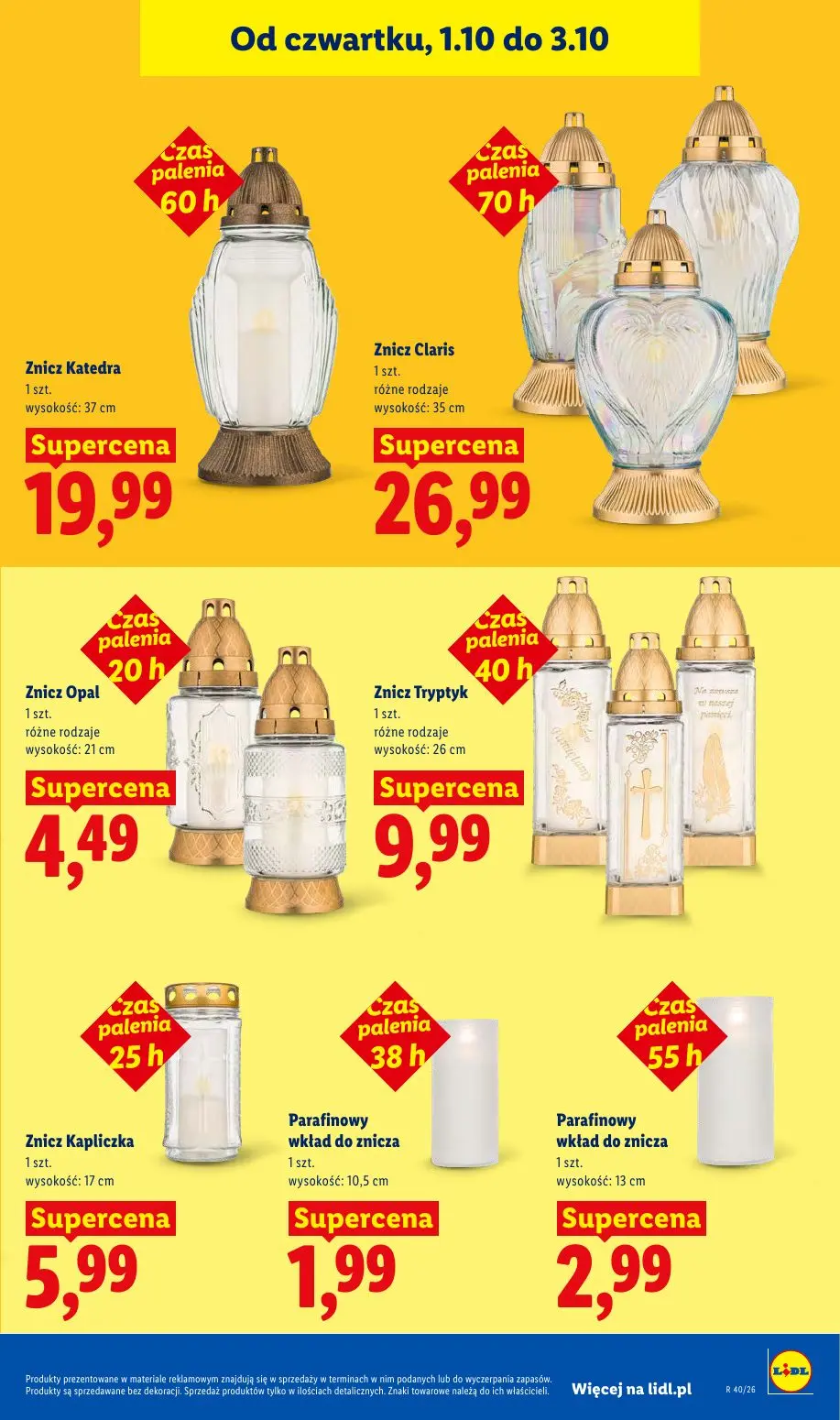 Lidl gazetka, strona 101 z 109 — Znicz Katedra, Znicz Claris, Znicz Opal