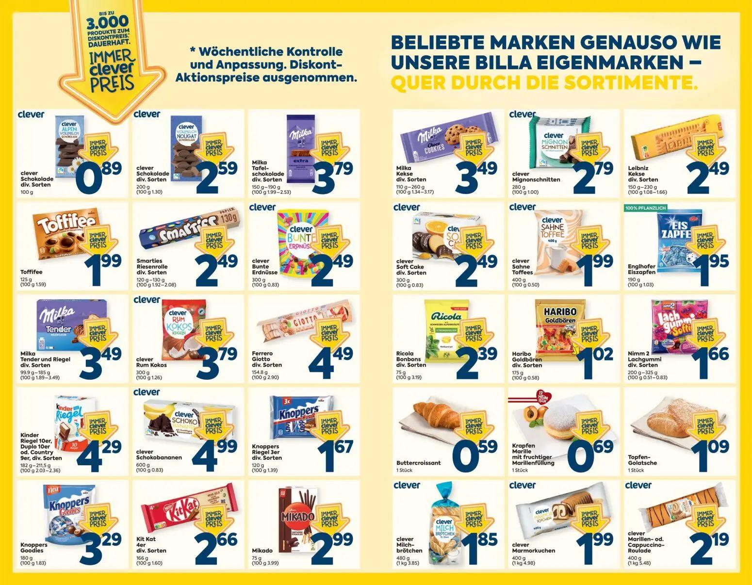 Billa Plus Prospekt, Seite 6 von 8 — clever Schokolade div. Sorten, clever Schokolade div. Sorten, Milka Tafel-schokolade di…