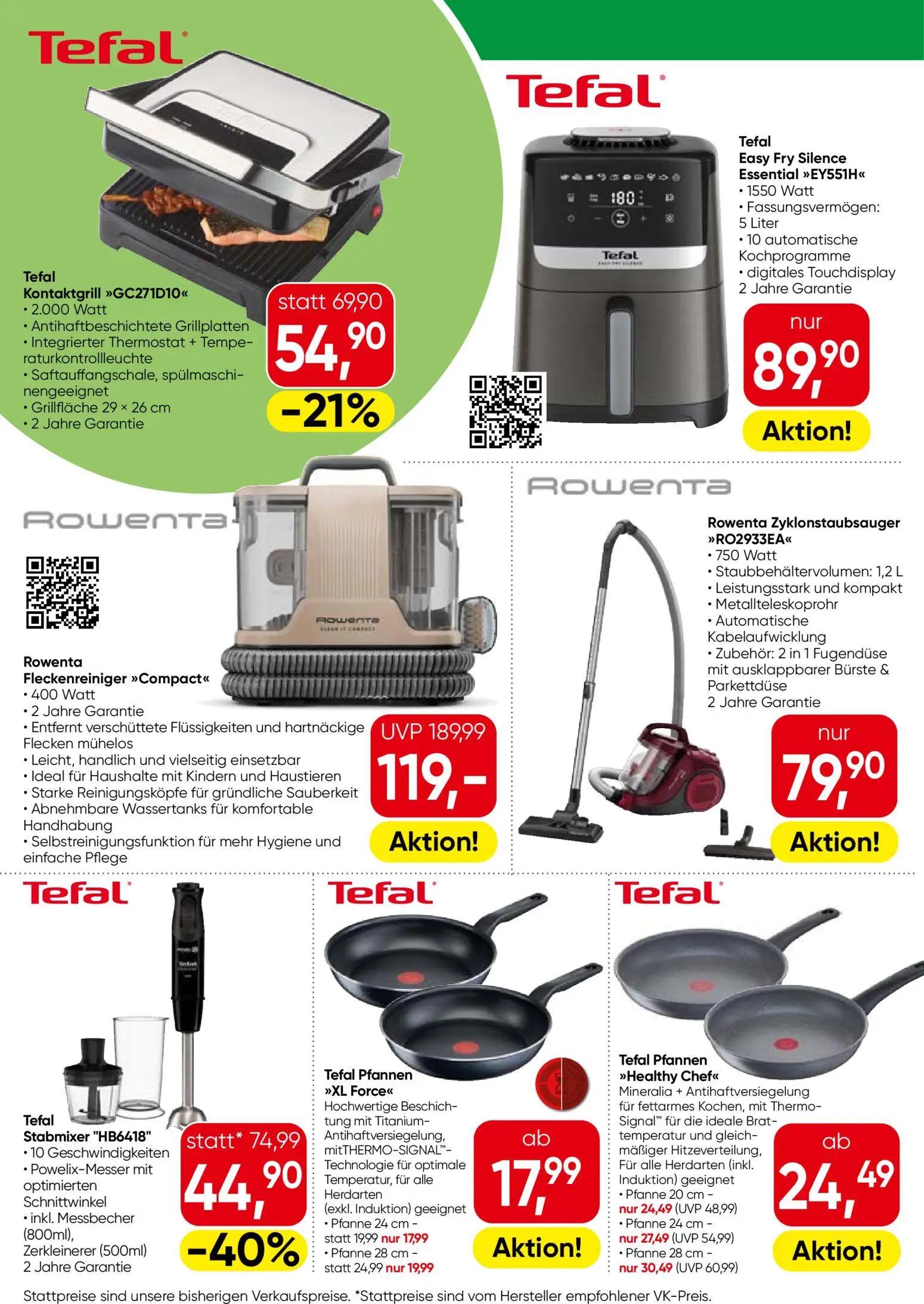 Eurospar Prospekt, Seite 4 von 4 — Rowenta Fleckenreiniger » Compact«, Tefal Stabmixer "HB6418", Tefal Kontaktgrill »GC271D1…