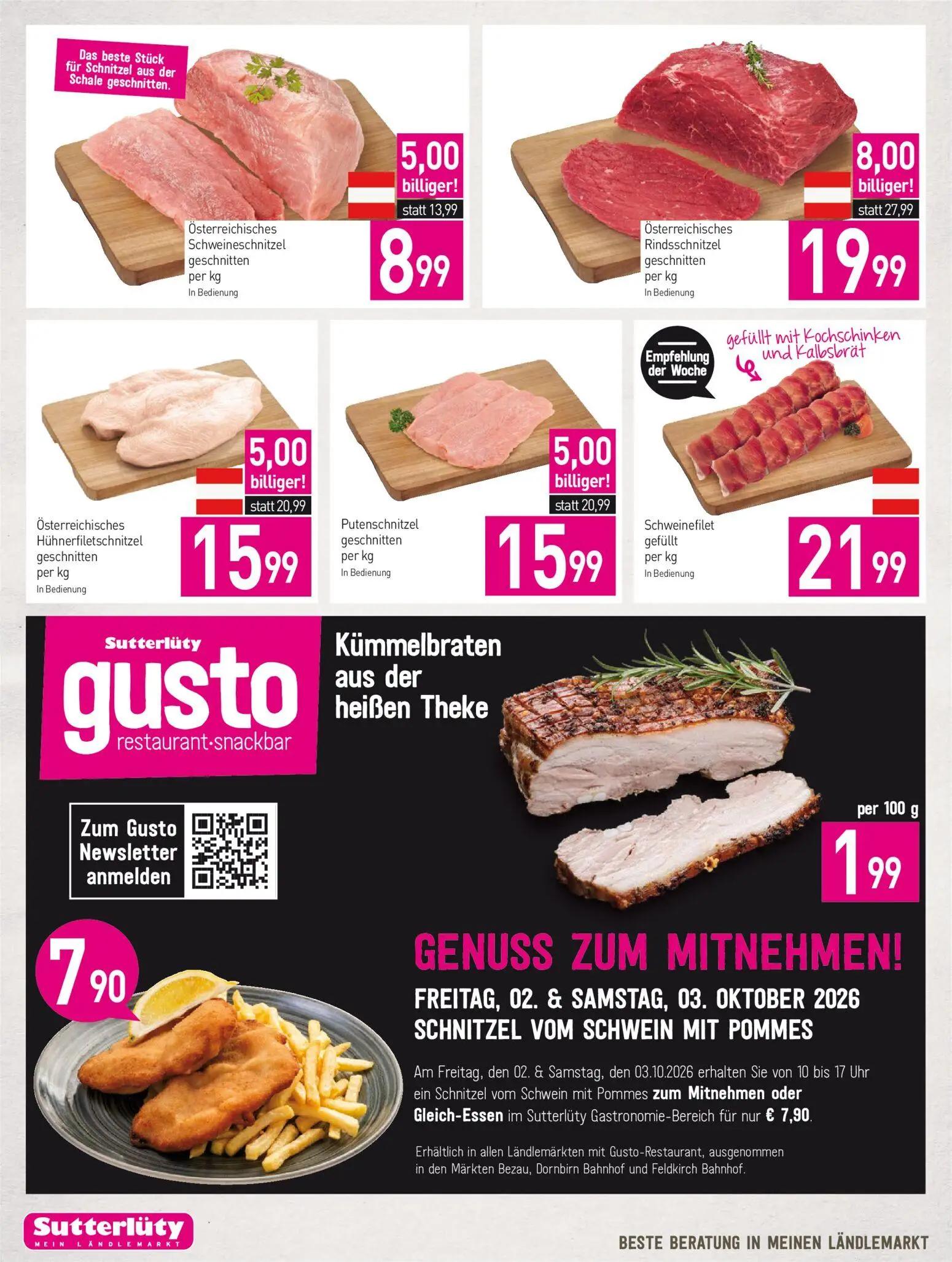 Sutterlüty Prospekt, Seite 6 von 16 — Österreichisches Rindsschnitzel geschnitten, Österreichisches Schweineschnitzel geschn…
