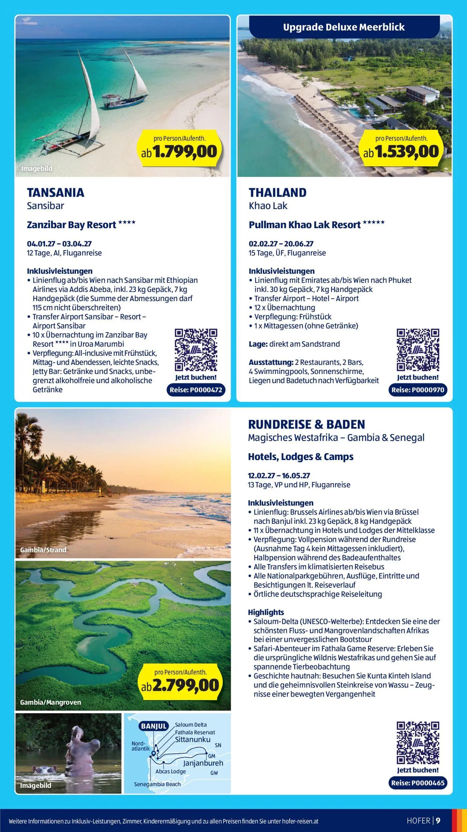 Hofer Prospekt, Seite 9 von 12 — Zanzibar Bay Resort **** Inklusivleistungen Linienflug ab/bis Wien nach Sansibar mit Ethiop…