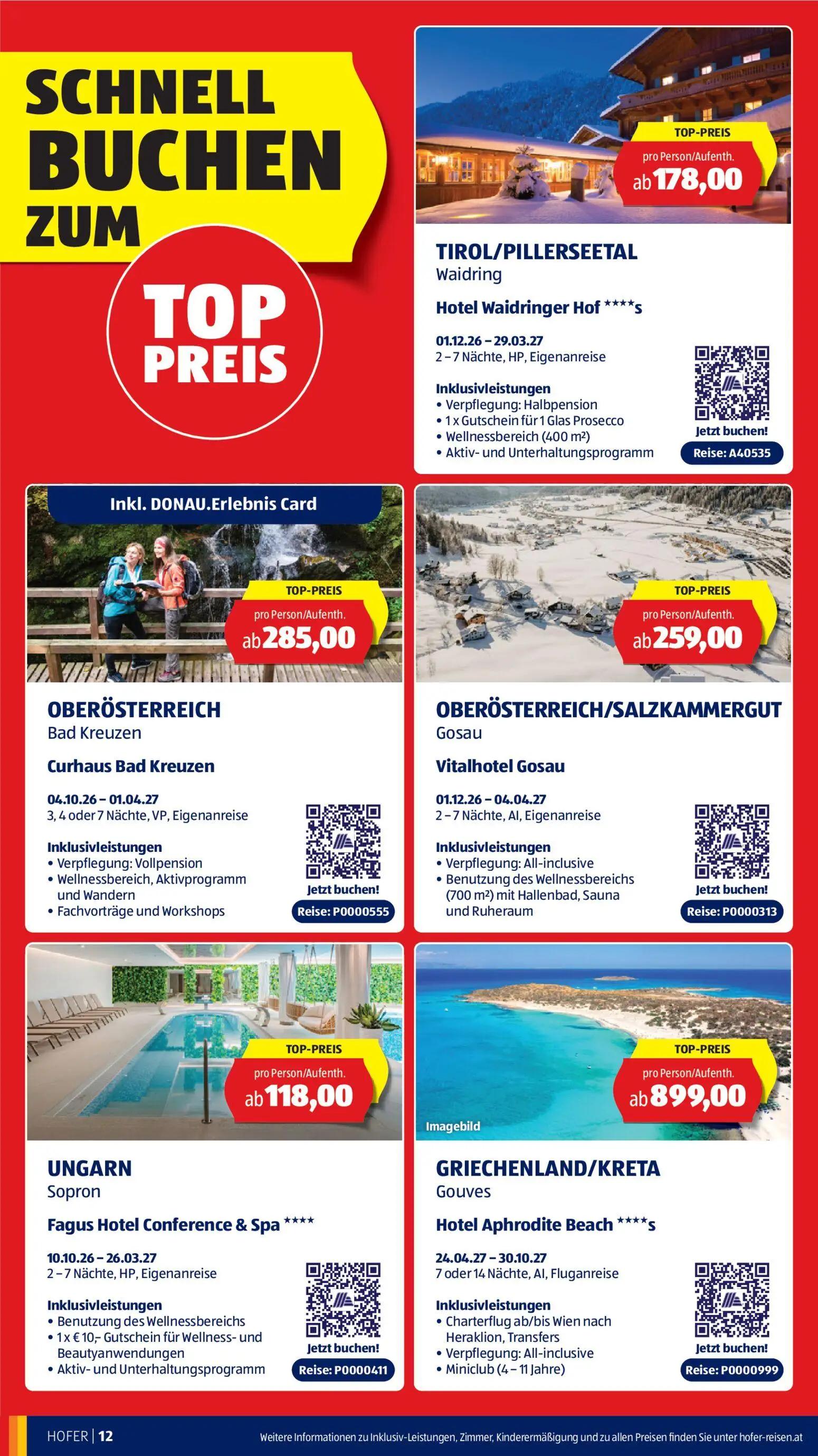 Hofer Prospekt, Seite 12 von 12 — Hotel Waidringer Hof ****s, Curhaus Bad Kreuzen, Vitalhotel Gosau