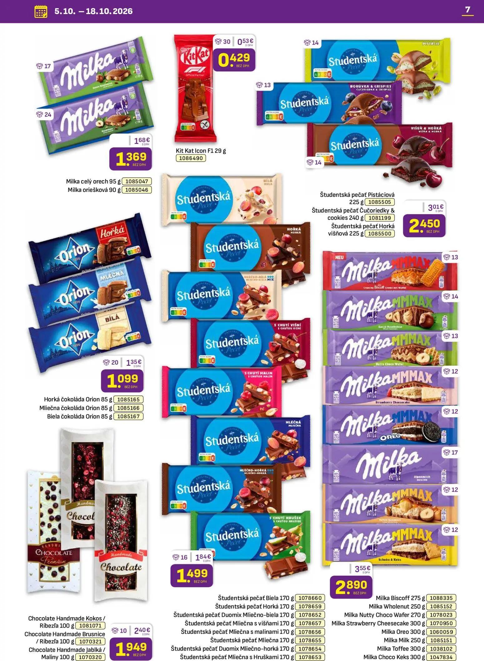 Libex leták, strana 7 z 40 — Milka Biscoff, Milka Wholenut, Milka Nutty Choco Wafer