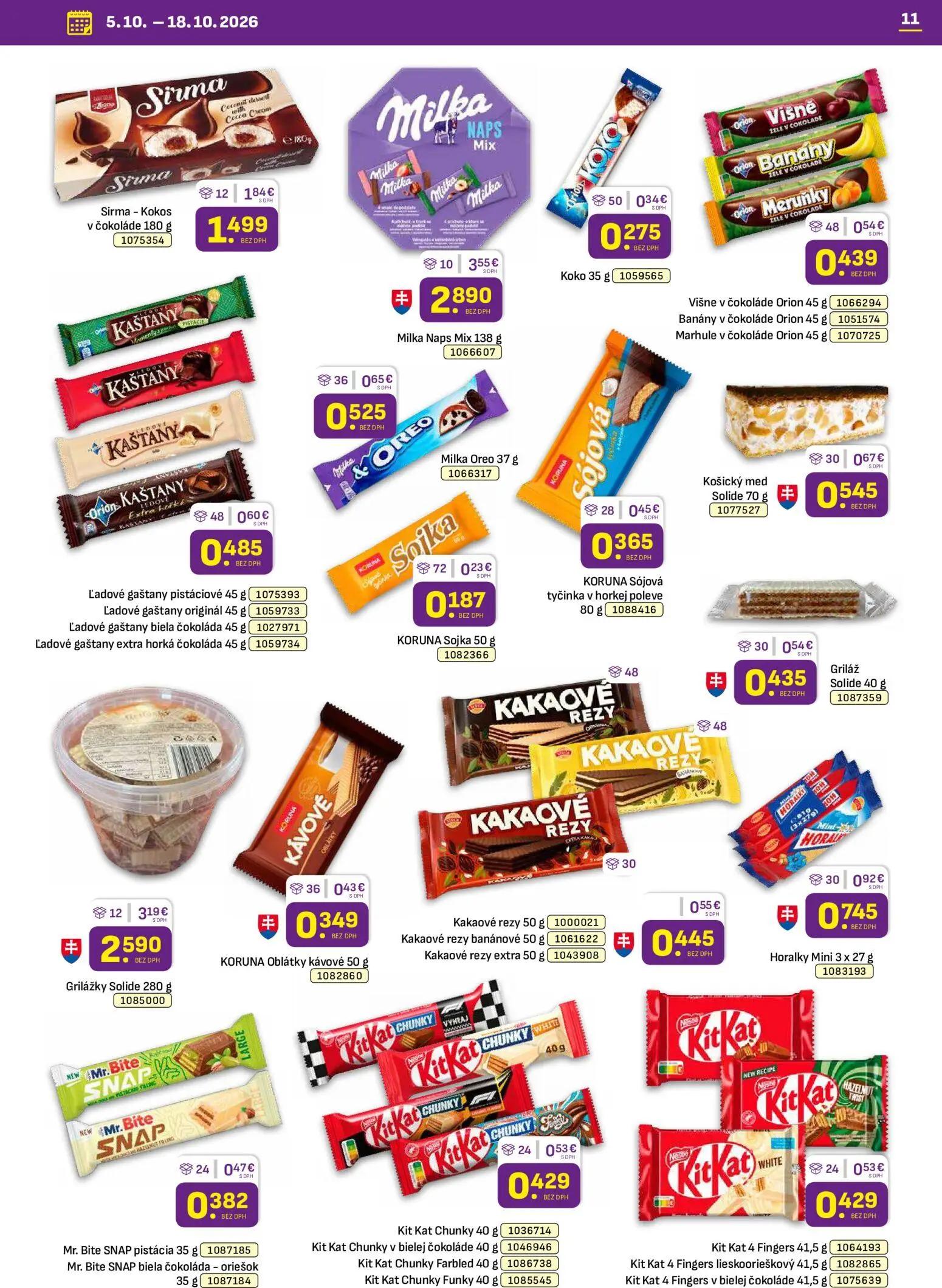 Libex leták, strana 11 z 40 — Sirma - Kokos v čokoláde, Milka Naps Mix, Koko