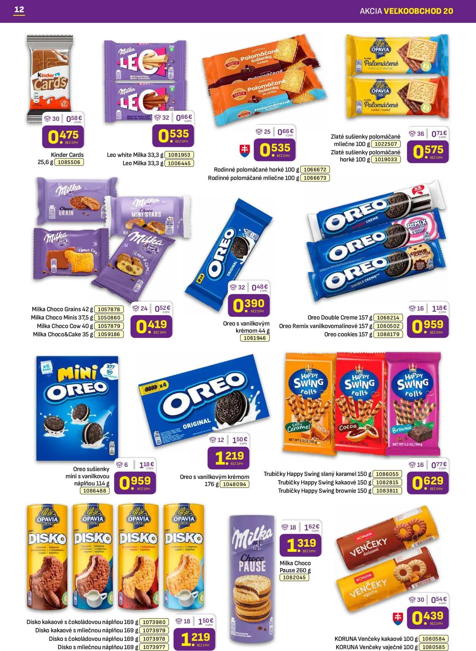 Libex leták, strana 12 z 40 — Milka Choco Pause, Oreo s vanilkovým krémom, Disko kakaové s čokoládovou náplňou