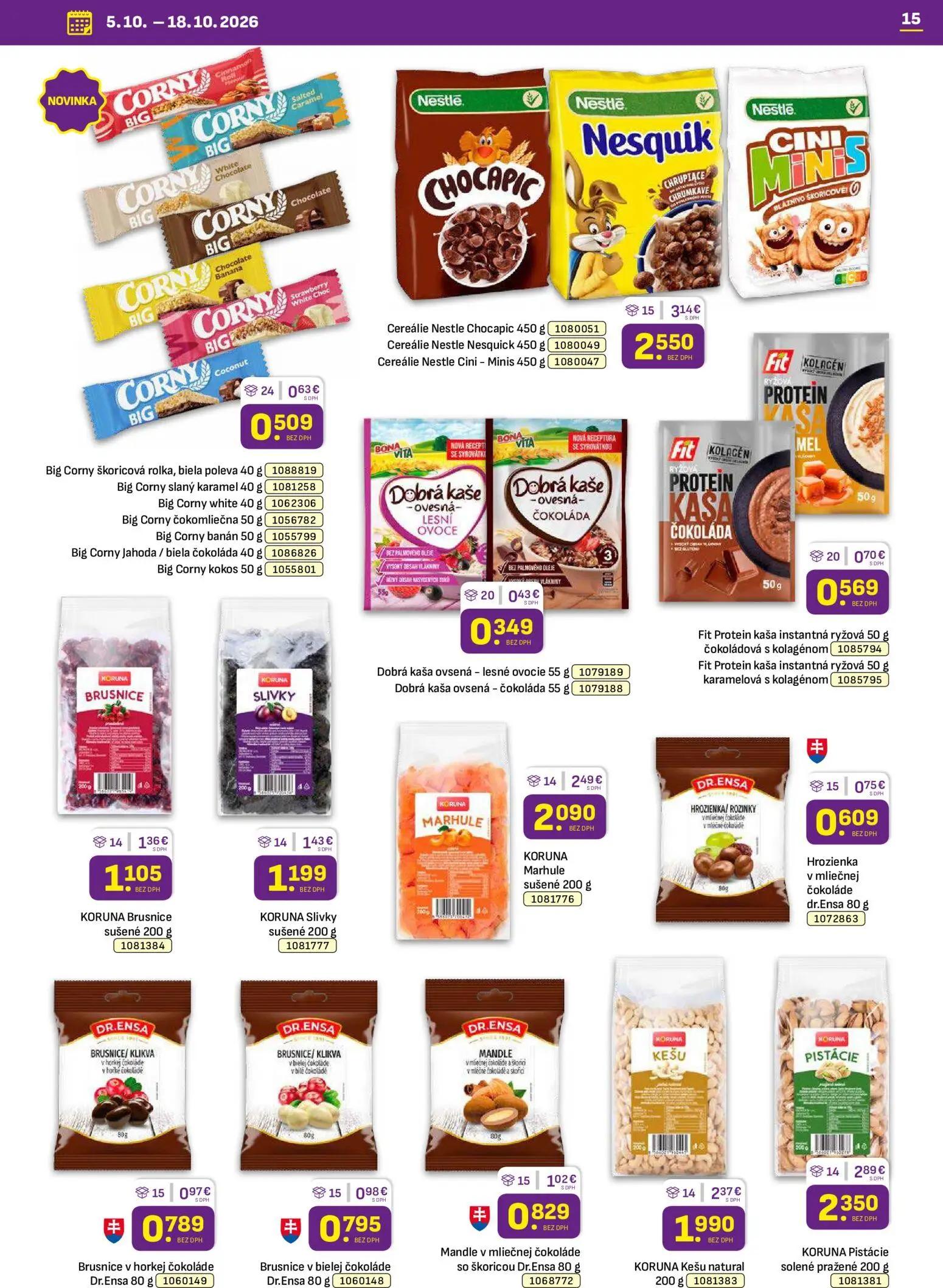 Libex leták, strana 15 z 40 — Cereálie Nestle Chocapic, Cereálie Nestle Nesquick, Cereálie Nestle Cini-Minis
