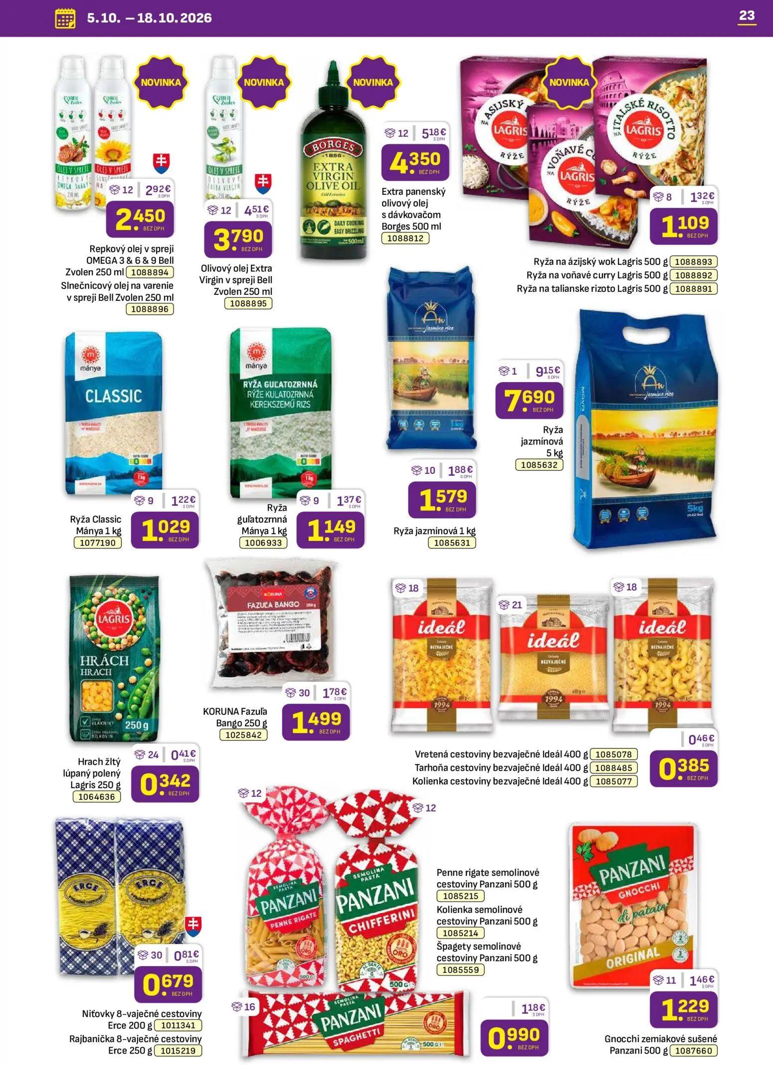 Libex leták, strana 23 z 40 — Repkový olej v spreji OMEGA 3 & 6 & 9 Bell Zvolen 250 ml, Slnečnicový olej na varenie v spreji…