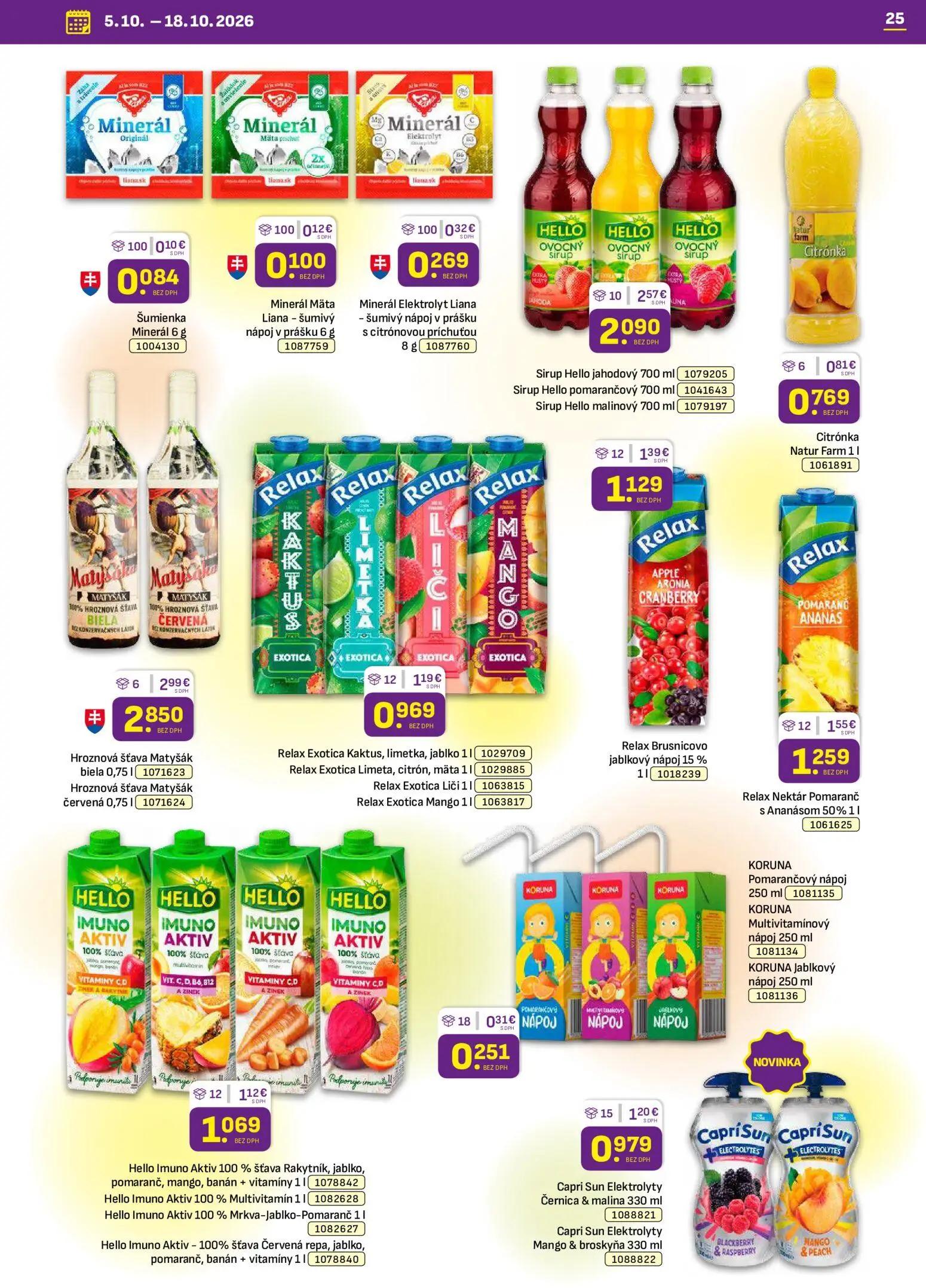 Libex leták, strana 25 z 40 — Sirup Hello jahodový, Sirup Hello pomarančový, Sirup Hello malinový