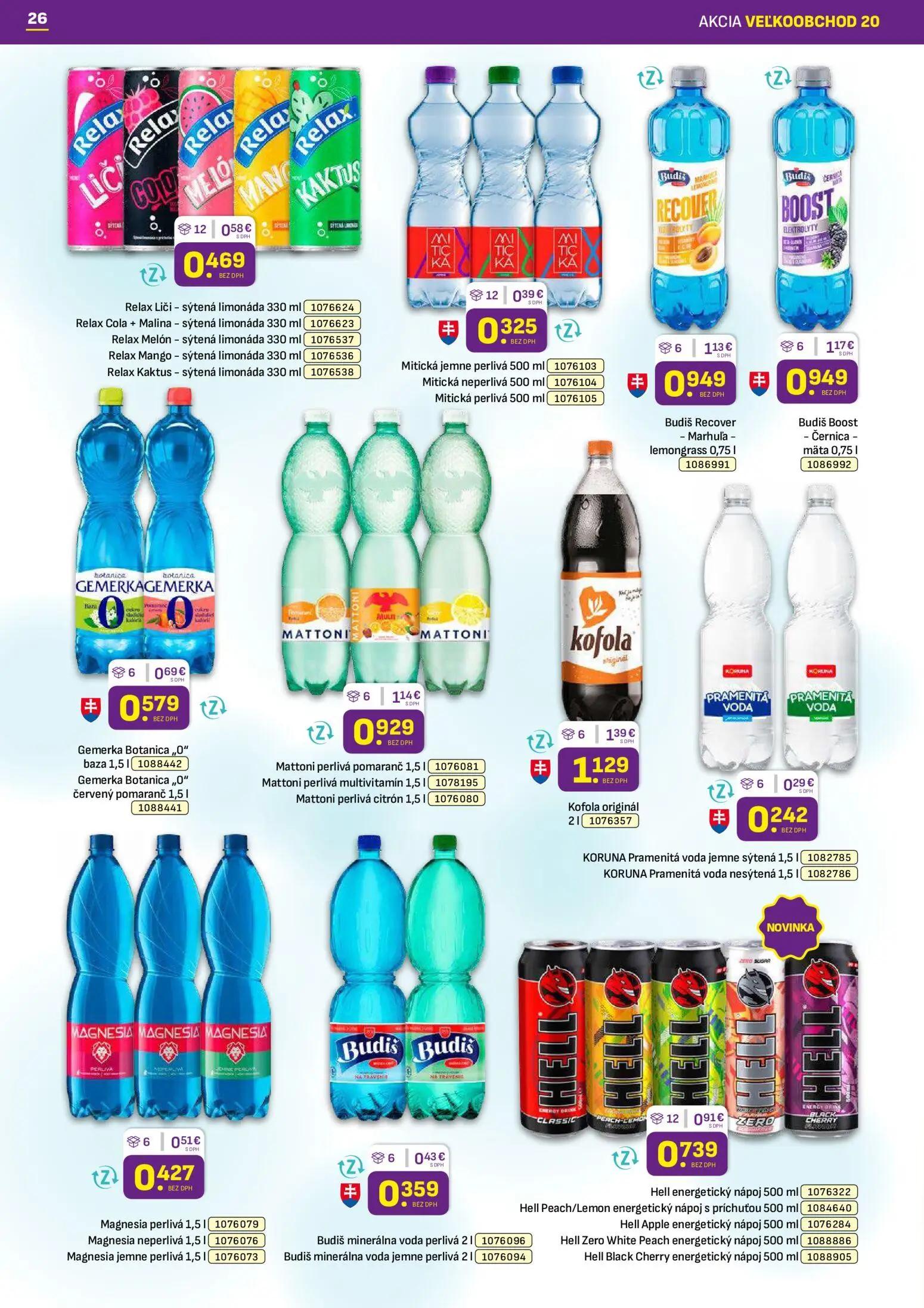 Libex leták, strana 26 z 40 — Relax Liči - sýtená limonáda, Relax Cola + Malina - sýtená limonáda, Relax Melón - sýtená limo…