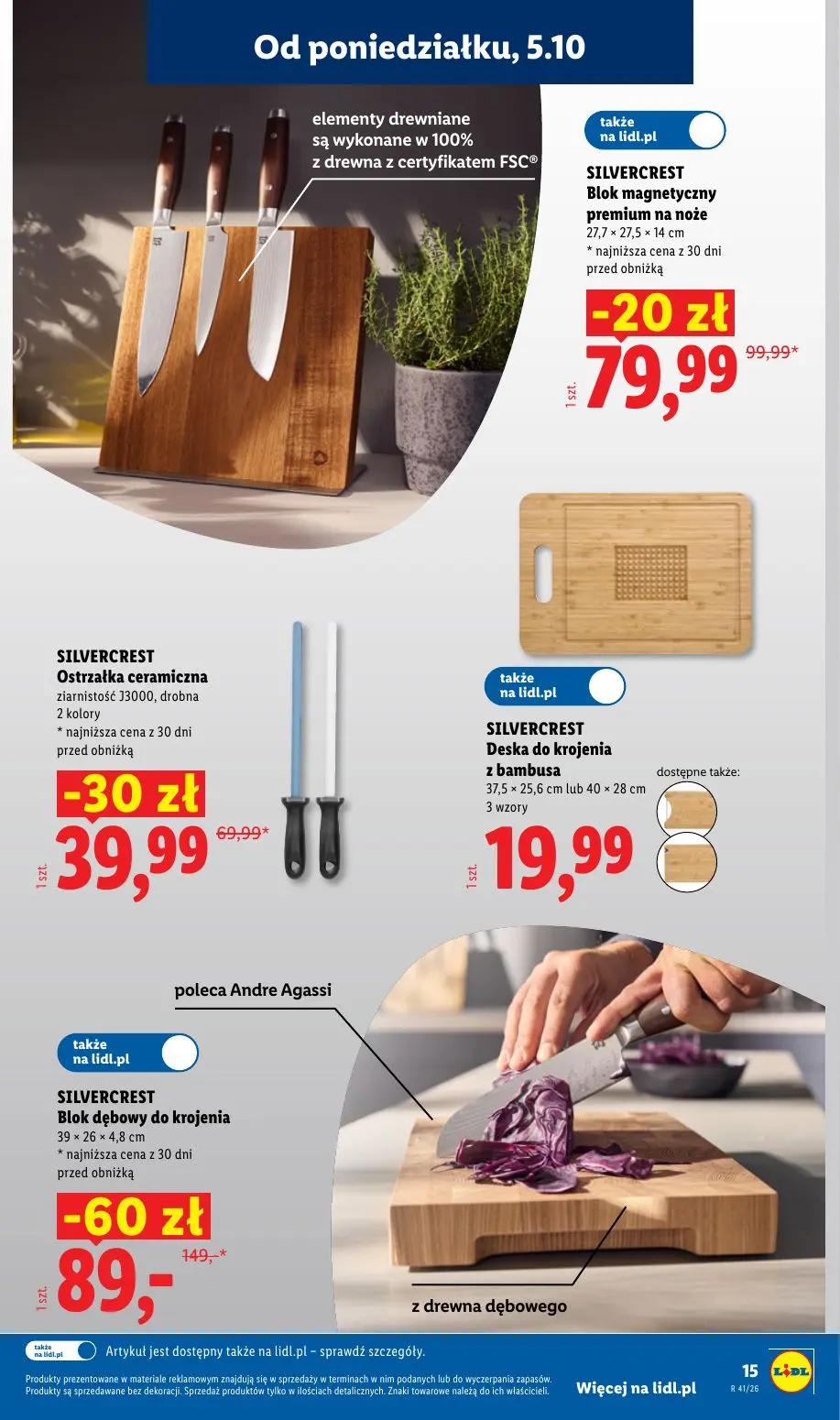 Lidl gazetka, strona 19 z 62 — SILVERCREST Blok dębowy do krojenia, SILVERCREST Ostrzałka ceramiczna, SILVERCREST Blok magne…