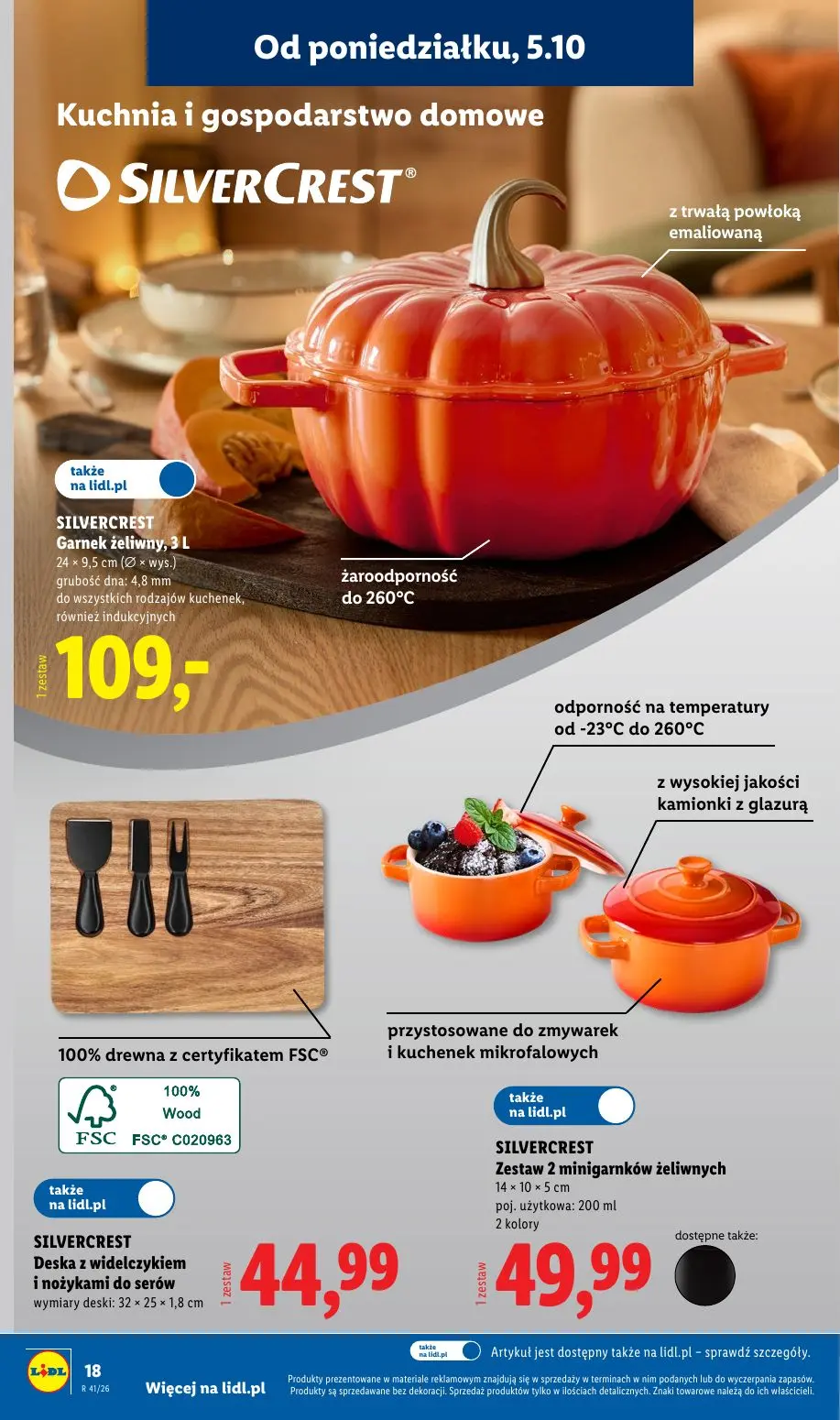 Lidl gazetka, strona 22 z 62 — SILVERCREST Garnek żeliwny, 3 L, SILVERCREST Deska z widelczykiem i nożykami do serów, SILVER…