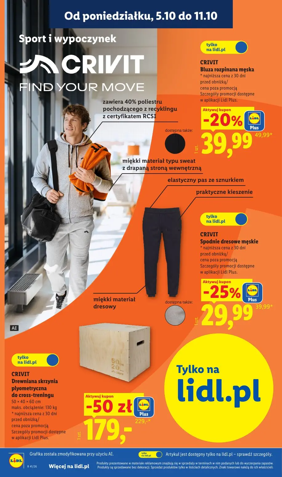Lidl gazetka, strona 28 z 62 — CRIVIT Drewniana skrzynia plyometryczna do cross-treningu, CRIVIT Bluza rozpinana męska, CRIV…