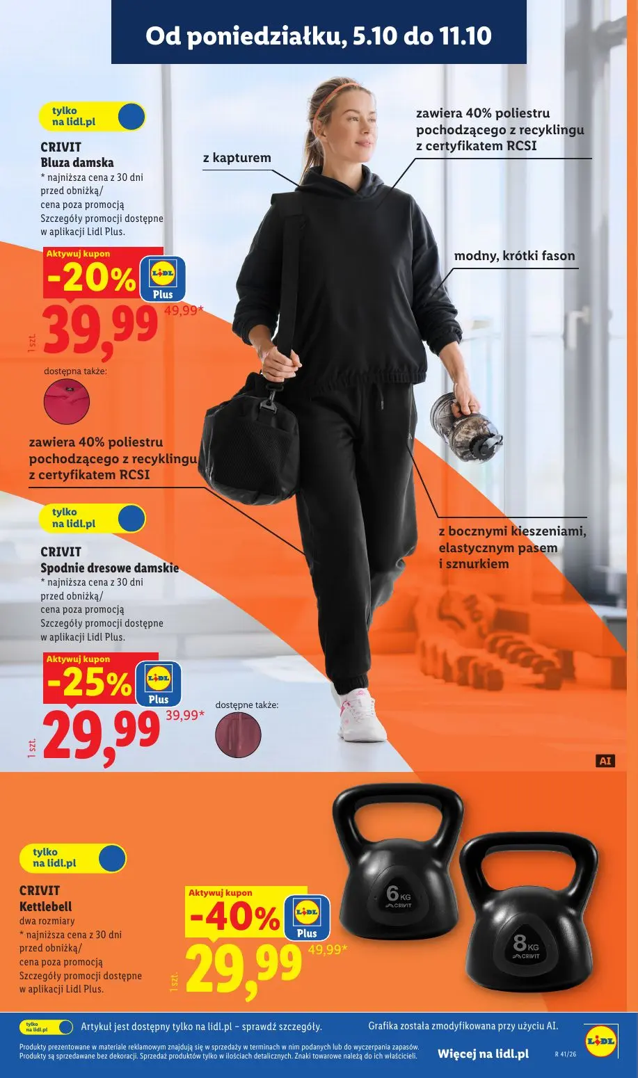 Lidl gazetka, strona 29 z 62 — CRIVIT Kettlebell, CRIVIT Bluza damska, CRIVIT Spodnie dresowe damskie