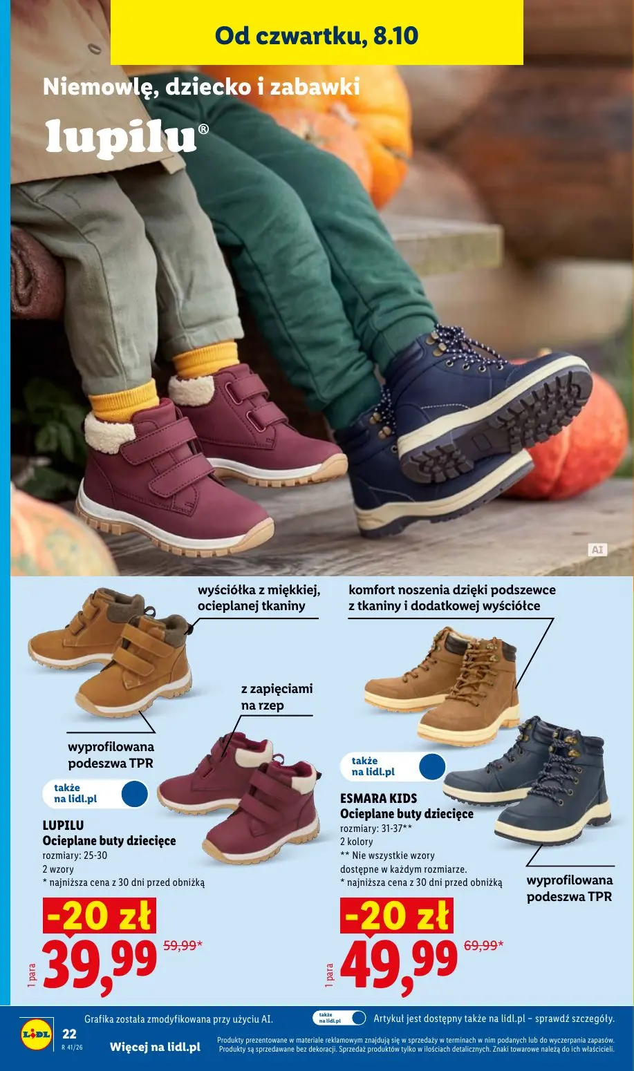 Lidl gazetka, strona 32 z 62 — LUPILU Ocieplane buty dziecięce, ESMARA KIDS Ocieplane buty dziecięce