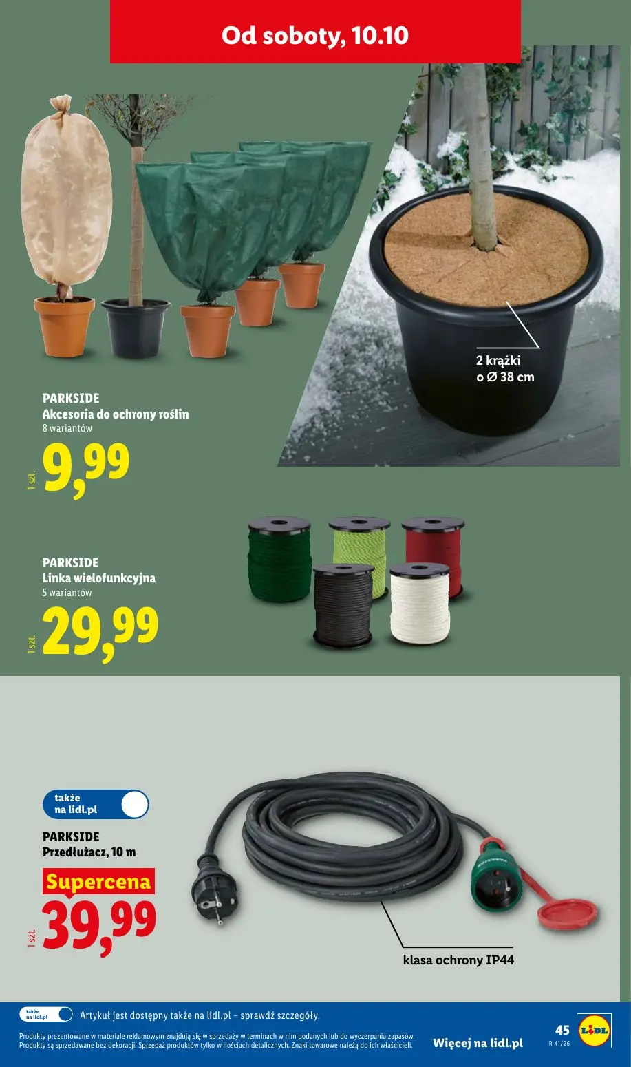 Lidl gazetka, strona 55 z 62 — PARKSIDE Akcesoria do ochrony roślin, PARKSIDE Linka wielofunkcyjna, PARKSIDE Przedłużacz