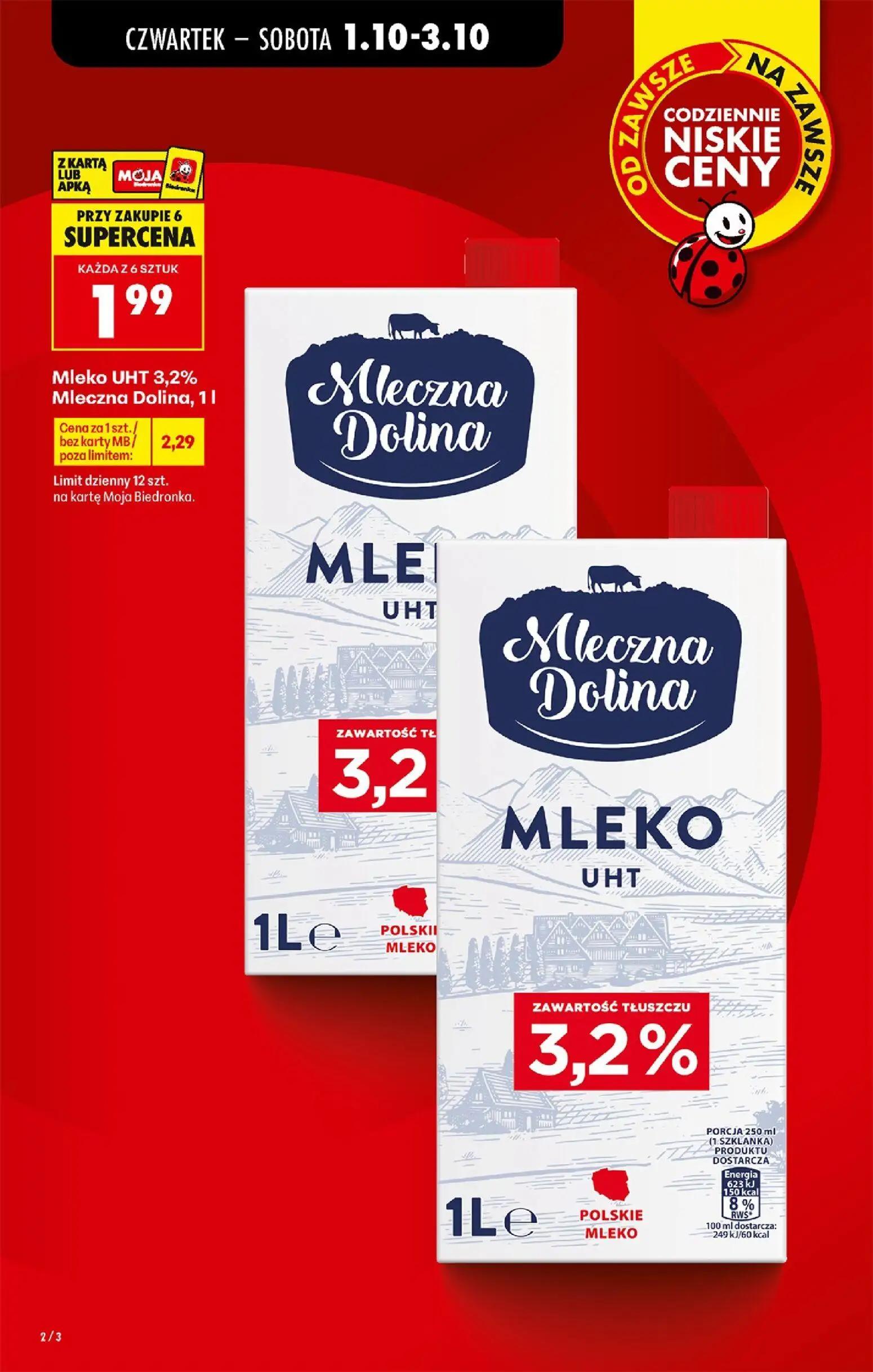 Biedronka gazetka, strona 2 z 94 — Mleko UHT Mleczna Dolina