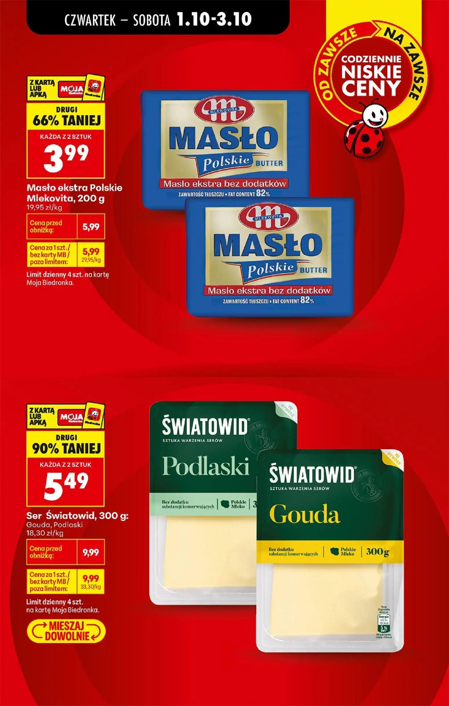 Biedronka gazetka, strona 3 z 94 — Ser Światowid, Gouda, Podlaski, Masło ekstra Polskie Mlekovita