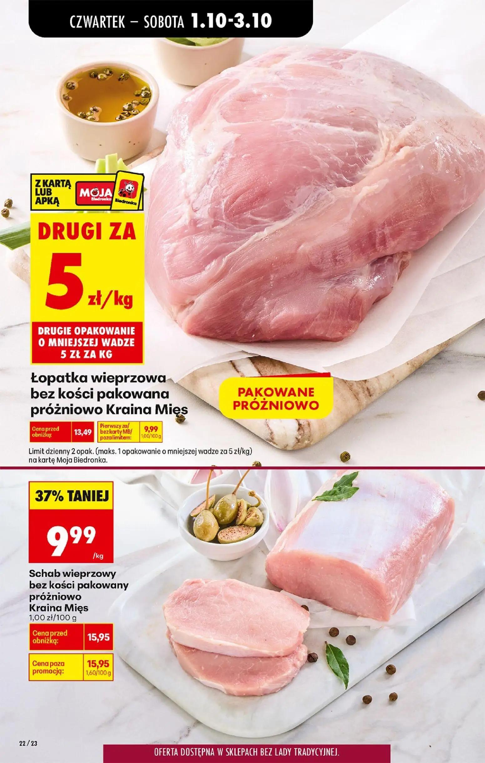 Biedronka gazetka, strona 28 z 94 — Łopatka wieprzowa bez kości pakowana próżniowo Kraina Mięs, Schab wieprzowy bez kości pa…