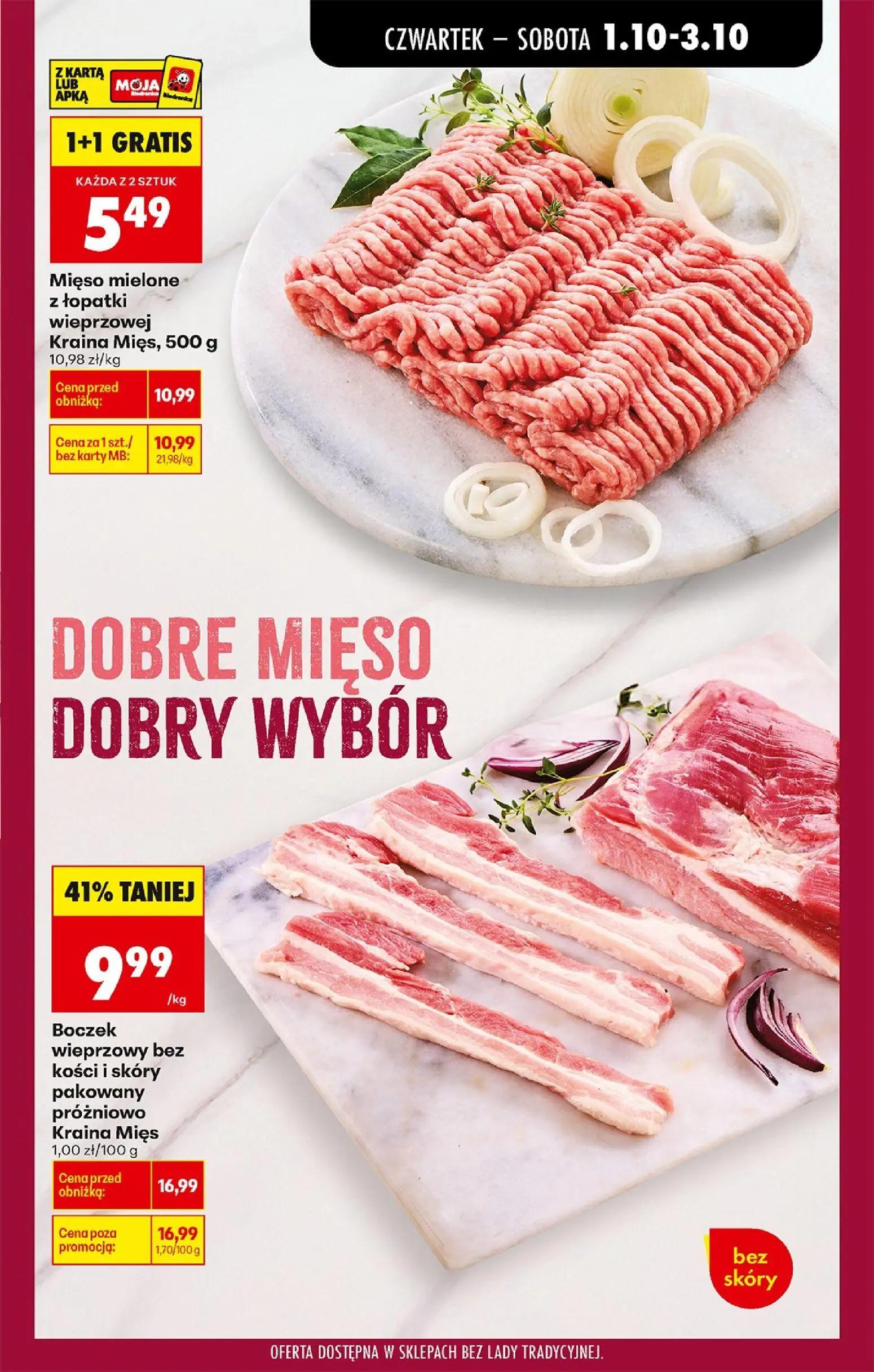 Biedronka gazetka, strona 29 z 94 — Boczek wieprzowy bez kości i skóry pakowany próżniowo Kraina Mięs, Mięso mielone z łopat…