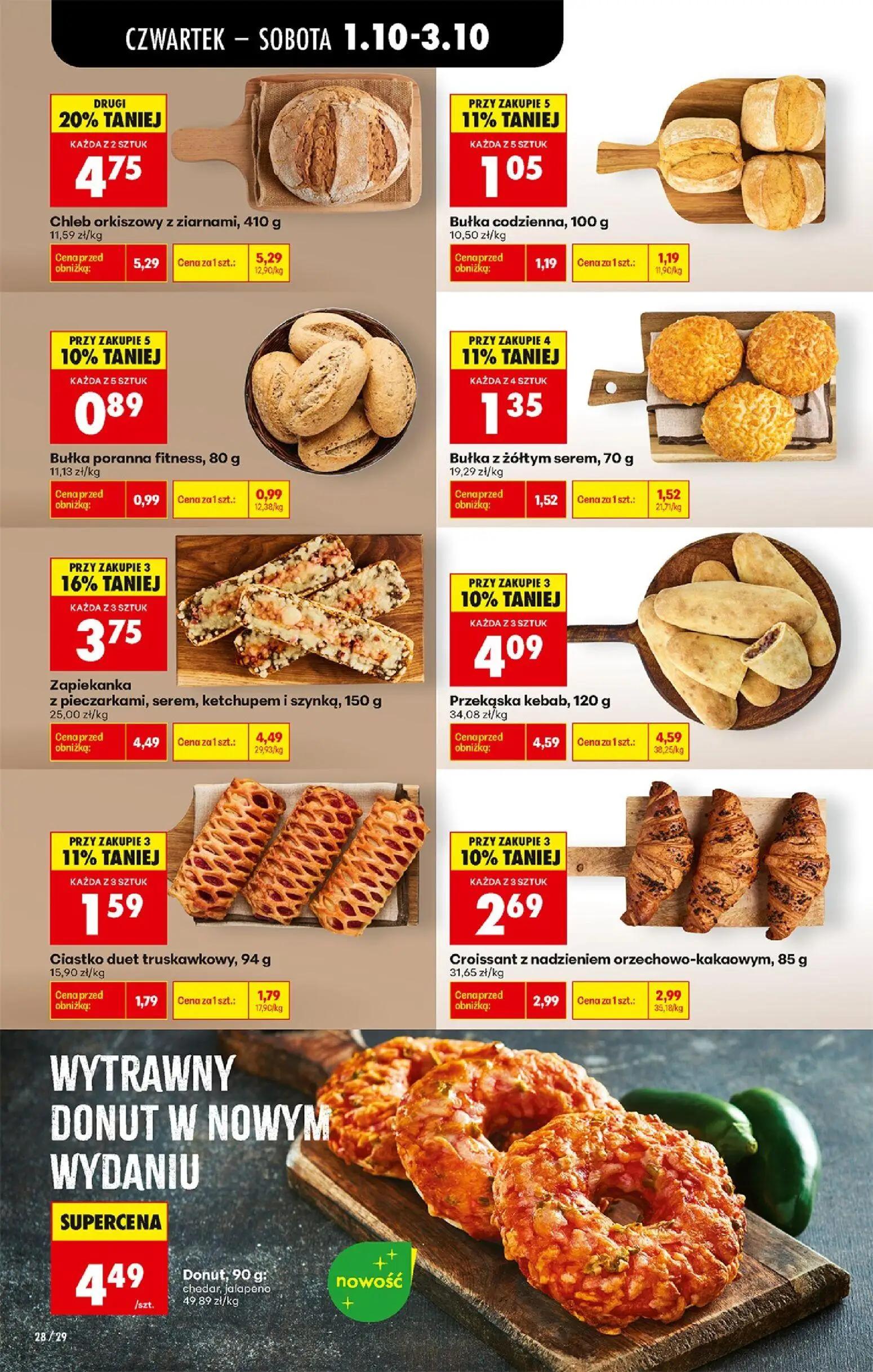 Biedronka gazetka, strona 34 z 94 — Chleb orkiszowy z ziarnami, Zapiekanka z pieczarkami, serem, ketchupem i szynką, Przekąs…