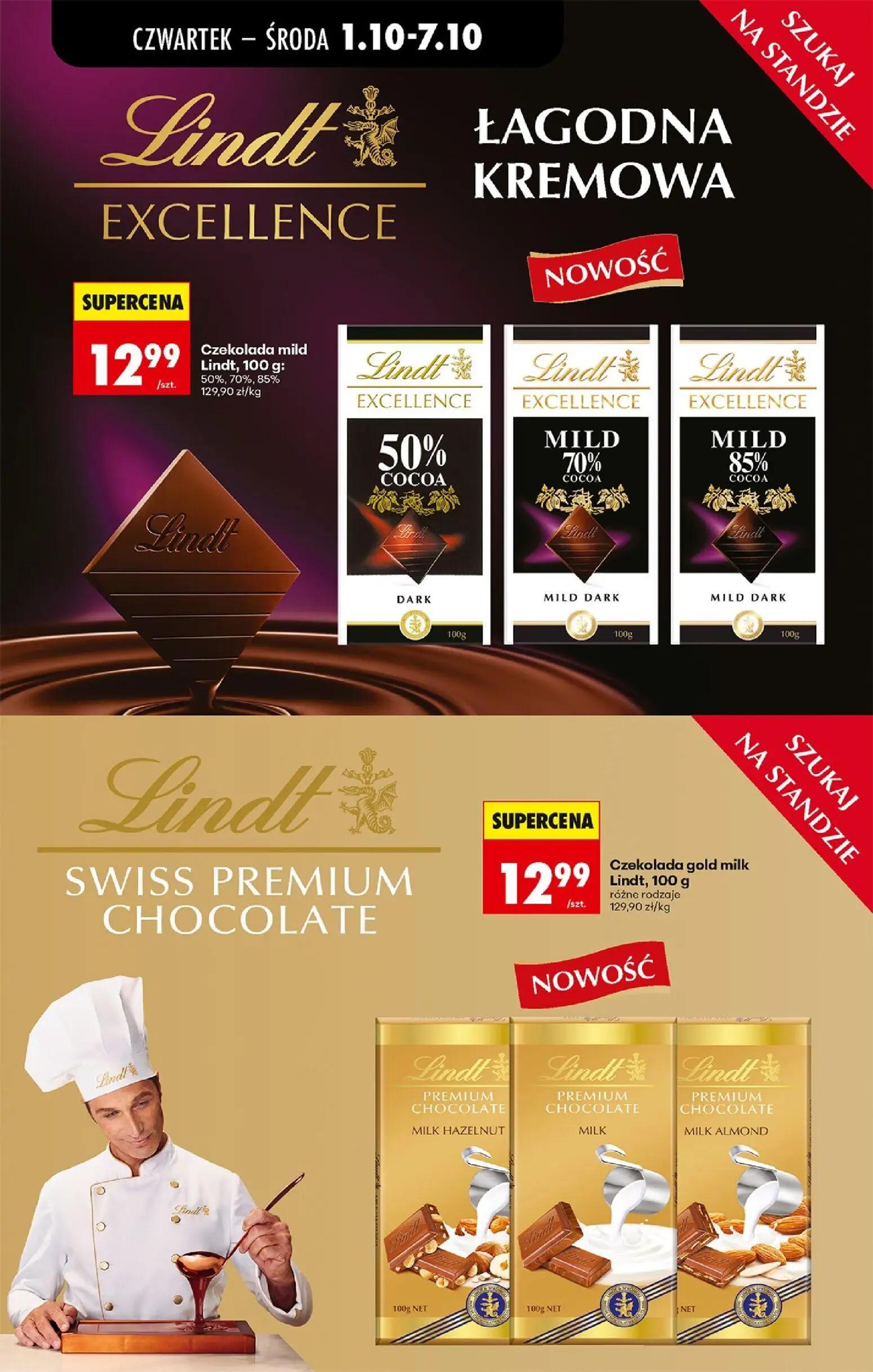 Biedronka gazetka, strona 43 z 94 — Czekolada mild Lindt, 100 g, Czekolada gold milk Lindt, 100 g