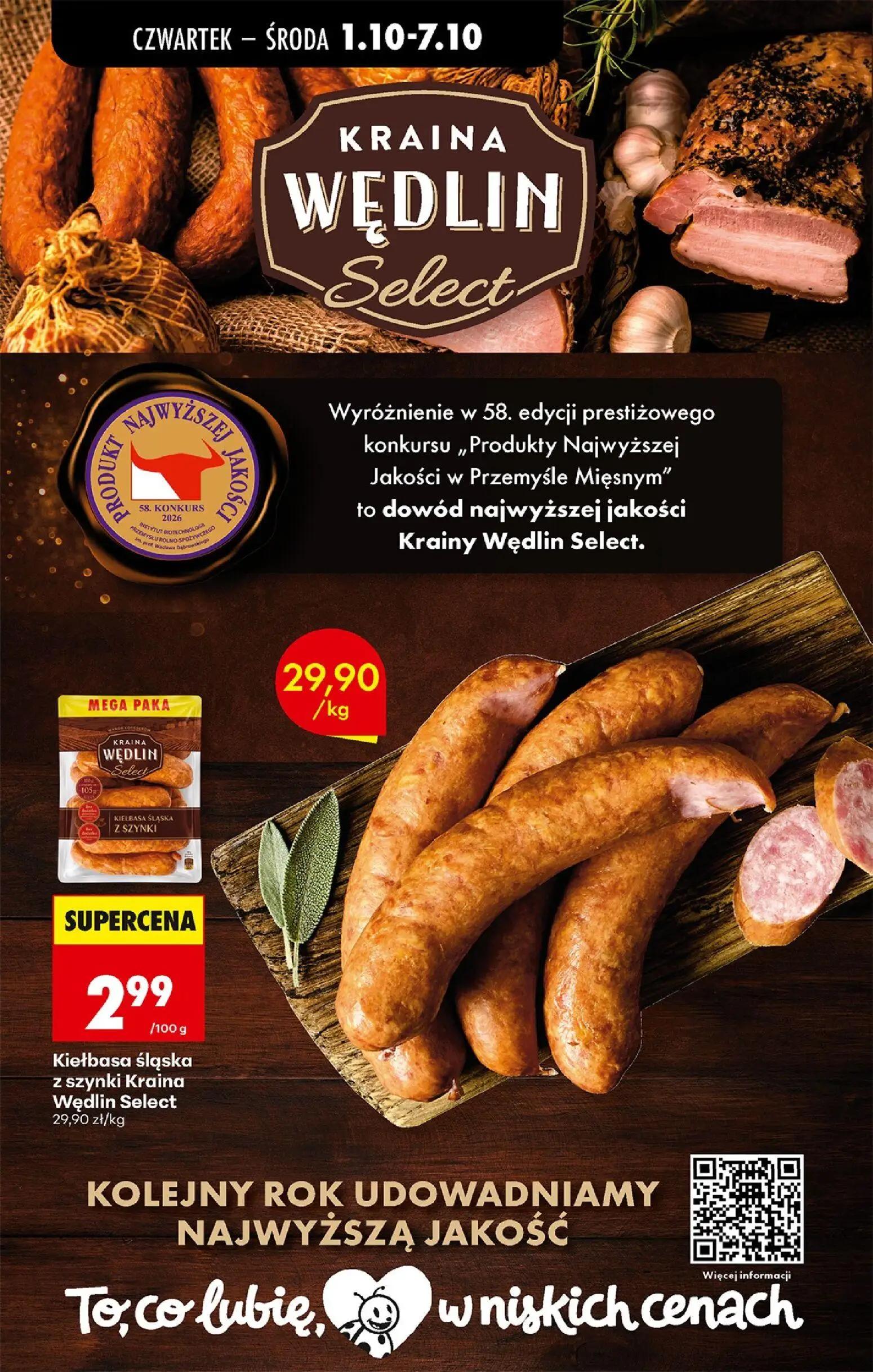 Biedronka gazetka, strona 45 z 94 — Kiełbasa śląska z szynki Kraina Wędlin Select