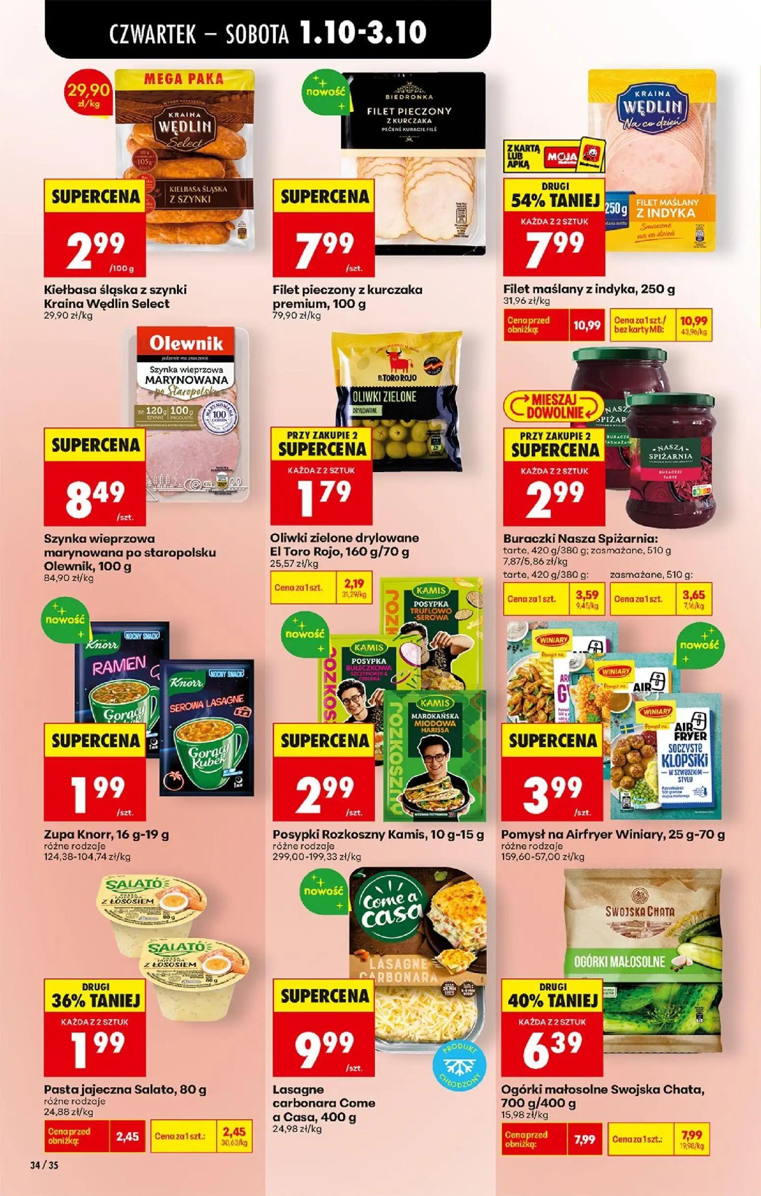 Biedronka gazetka, strona 46 z 94 — Filet maślany z indyka, Ogórki małosolne Swojska Chata, Pasta jajeczna Salato