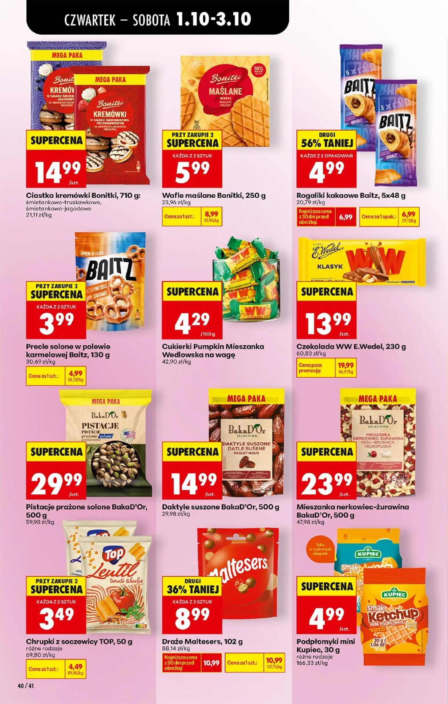 Biedronka gazetka, strona 56 z 94 — Czekolada WW E.Wedel, Wafle maślane Bonitki, Rogaliki kakaowe Baitz