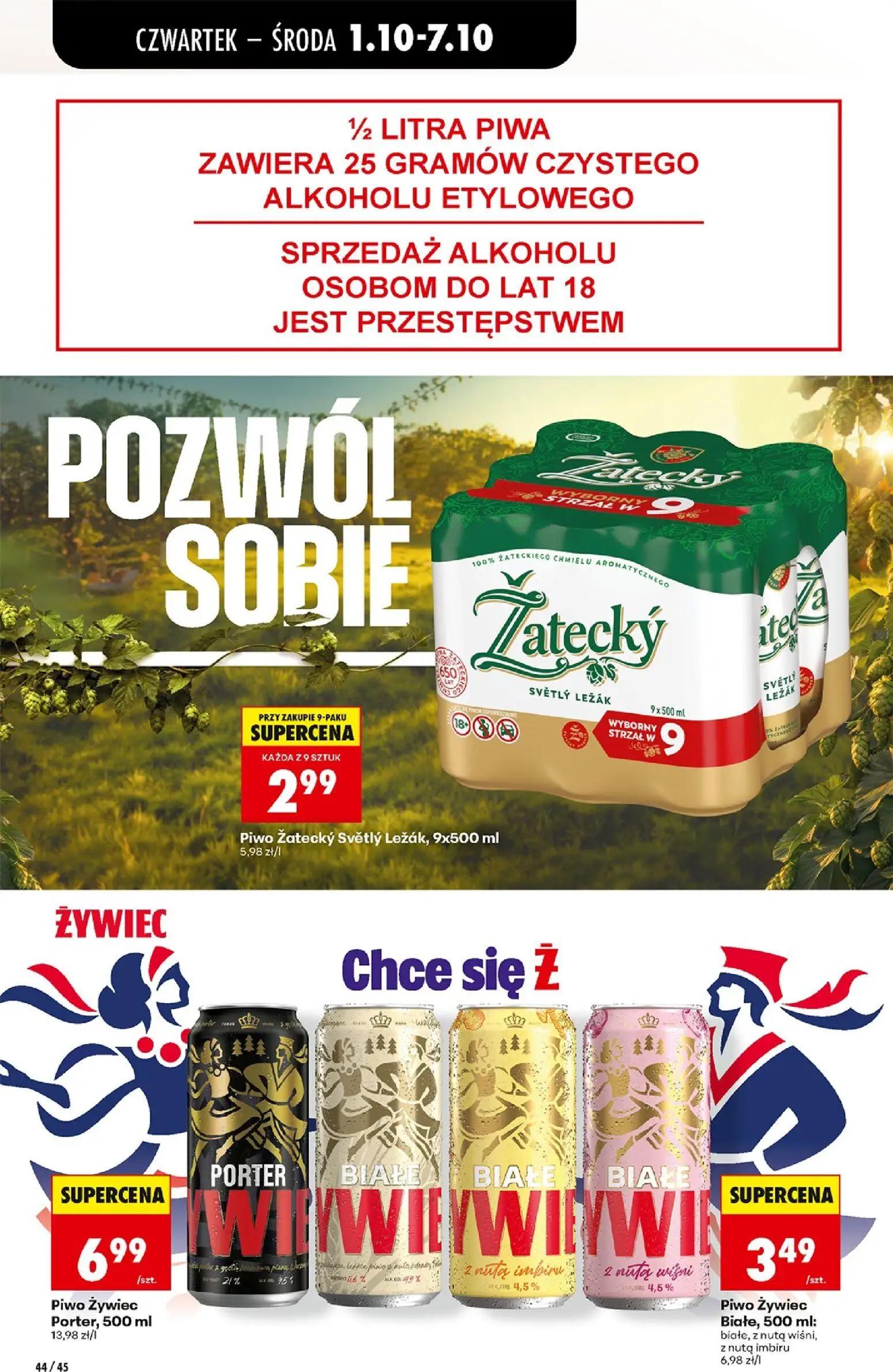 Biedronka gazetka, strona 60 z 94 — Piwo Žatecký Světlý Ležák, Piwo Żywiec Porter, Piwo Żywiec Białe