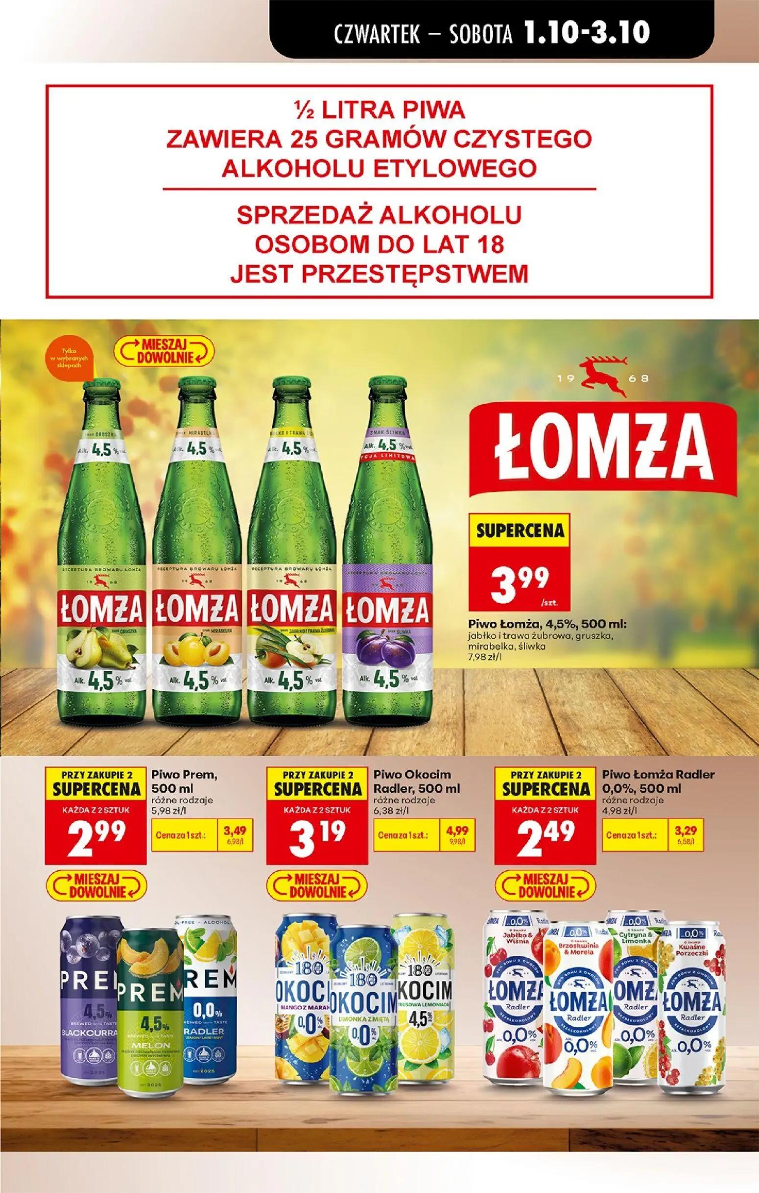 Biedronka gazetka, strona 61 z 94 — Piwo Okocim Radler, różne rodzaje, Piwo Łomża Radler, różne rodzaje, Piwo Prem, różne ro…