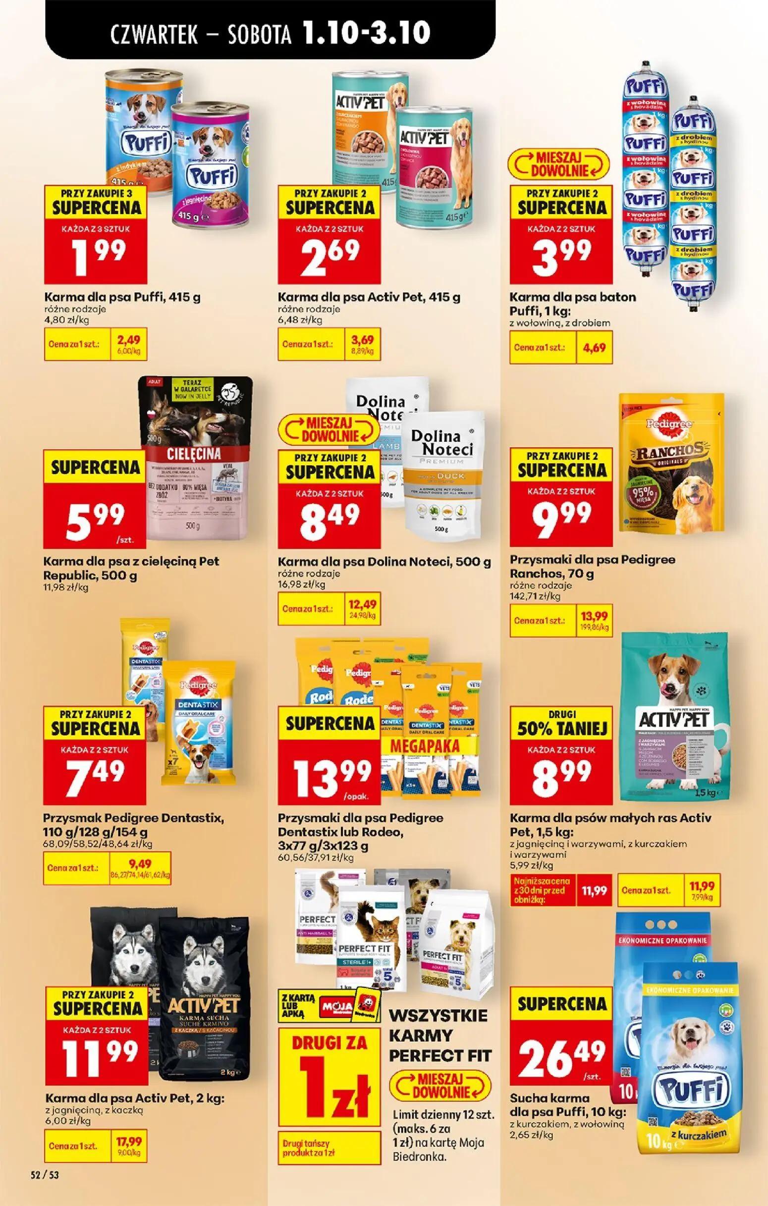 Biedronka gazetka, strona 74 z 94 — Karma dla psa Activ Pet, z jagnięciną, z kaczką, Karma dla psa Dolina Noteci, różne rodz…