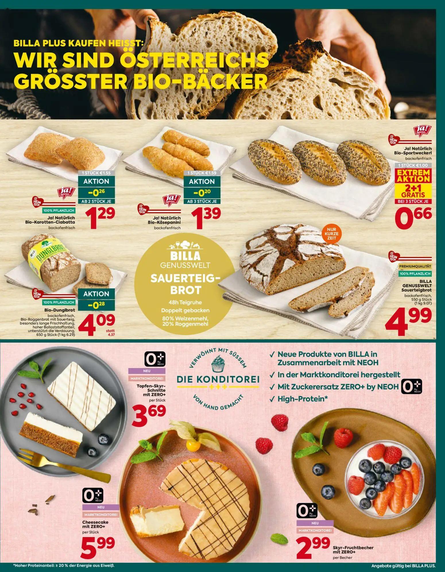 Billa Plus Prospekt, Seite 9 von 16 — Ja! Natürlich Bio-Sportweckerl, Bio-Dunglbrot, Ja! Natürlich Bio-Karotten-Ciabatta