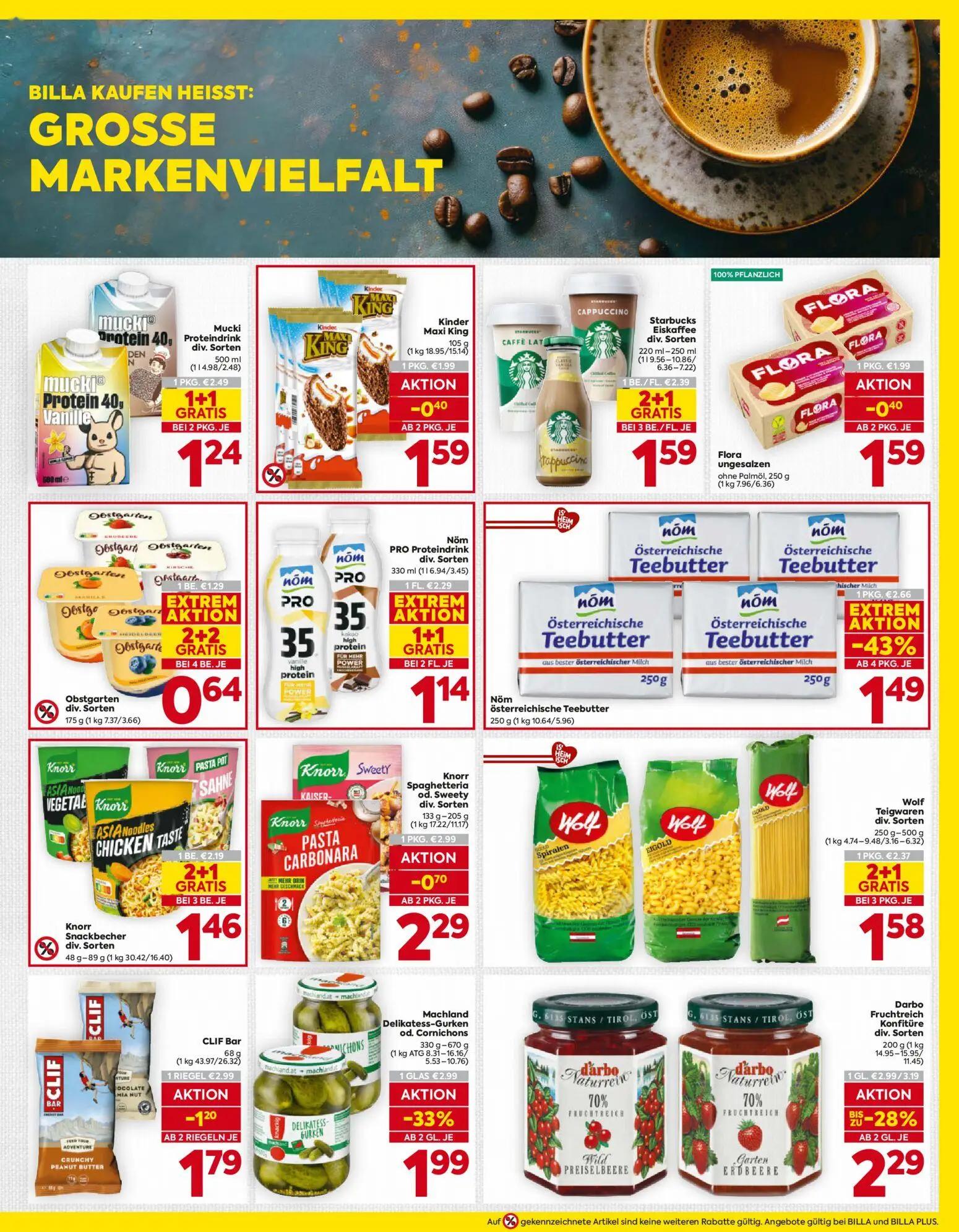 Billa Prospekt, Seite 11 von 16 — Mucki Proteindrink div. Sorten, CLIF Bar, Nöm österreichische Teebutter
