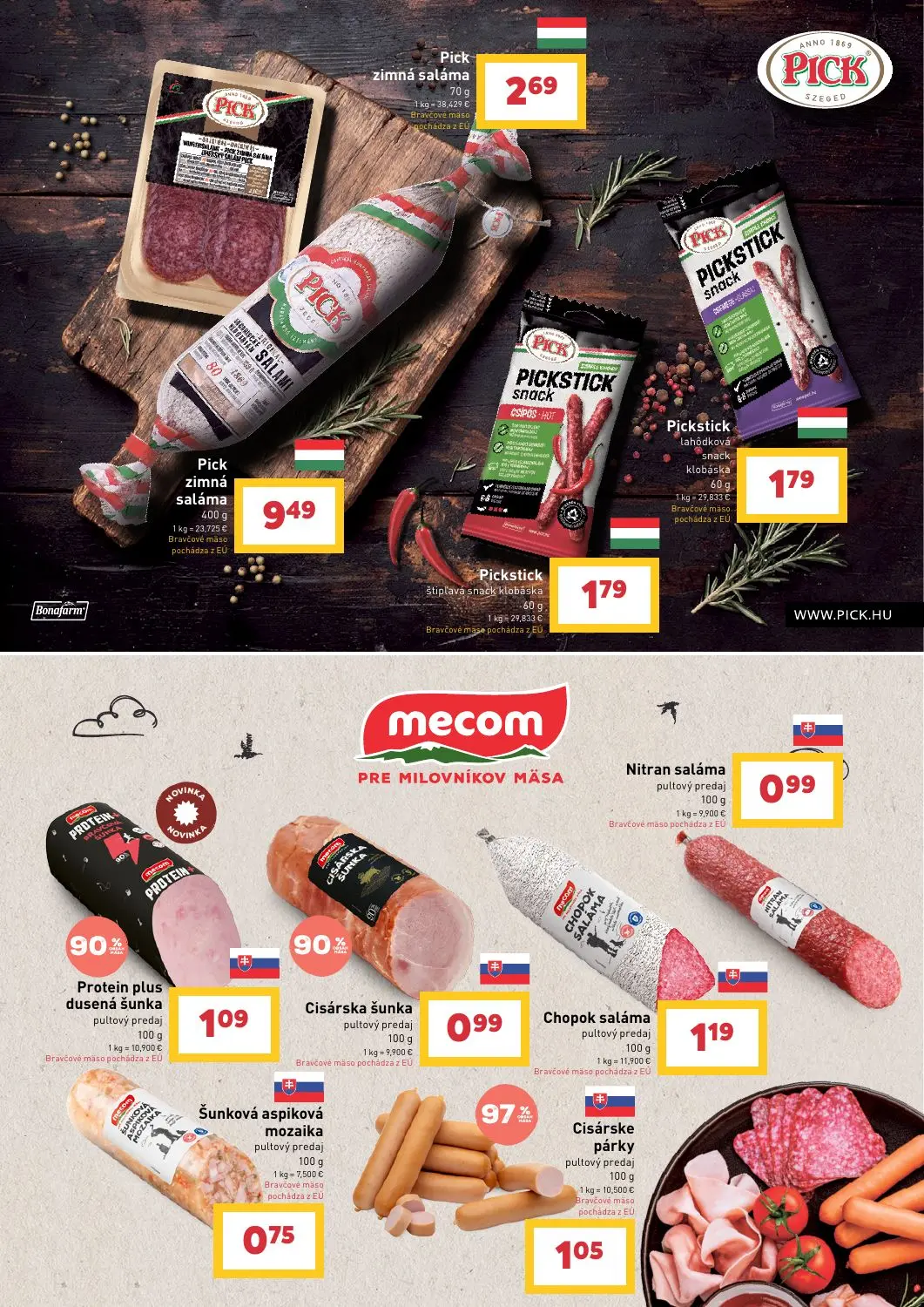 Billa leták, strana 4 z 43 — Pick zimná saláma, Pick zimná saláma, Pickstick štipľavá snack klobáska