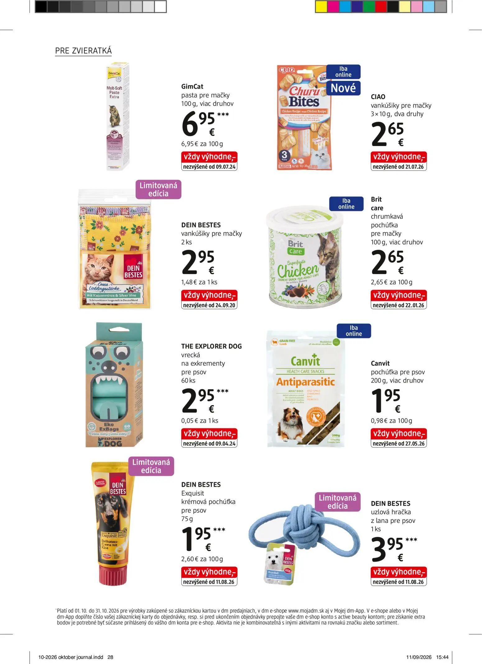 DM Drogerie leták, strana 28 z 32 — GimCat pasta pre mačky, CIAO vankúšiky pre mačky, DEIN BESTES vankúšiky pre mačky