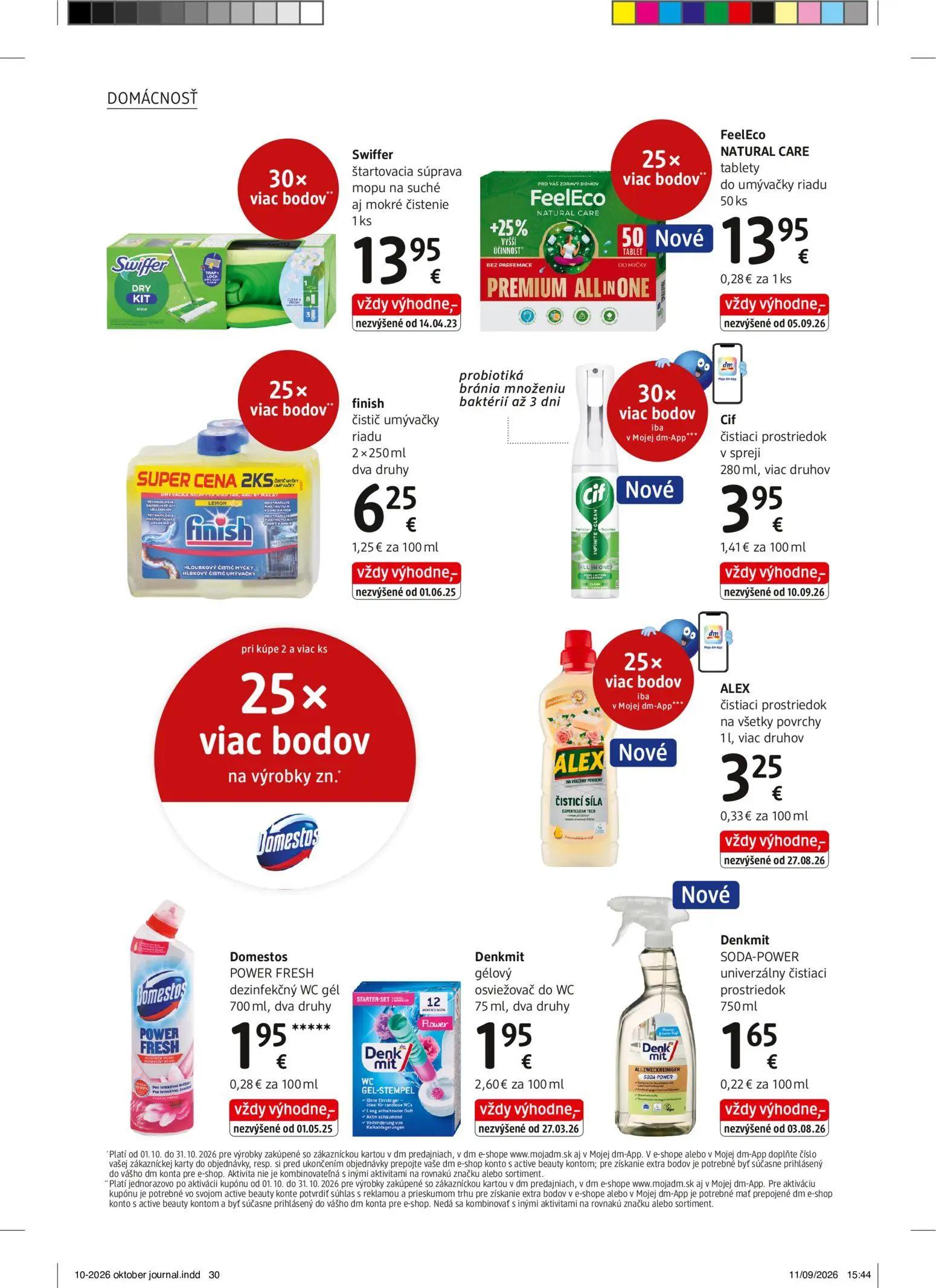 DM Drogerie leták, strana 30 z 32 — Swiffer štartovacia súprava mopu na suché aj mokré čistenie, FeelEco NATURAL CARE tablet…