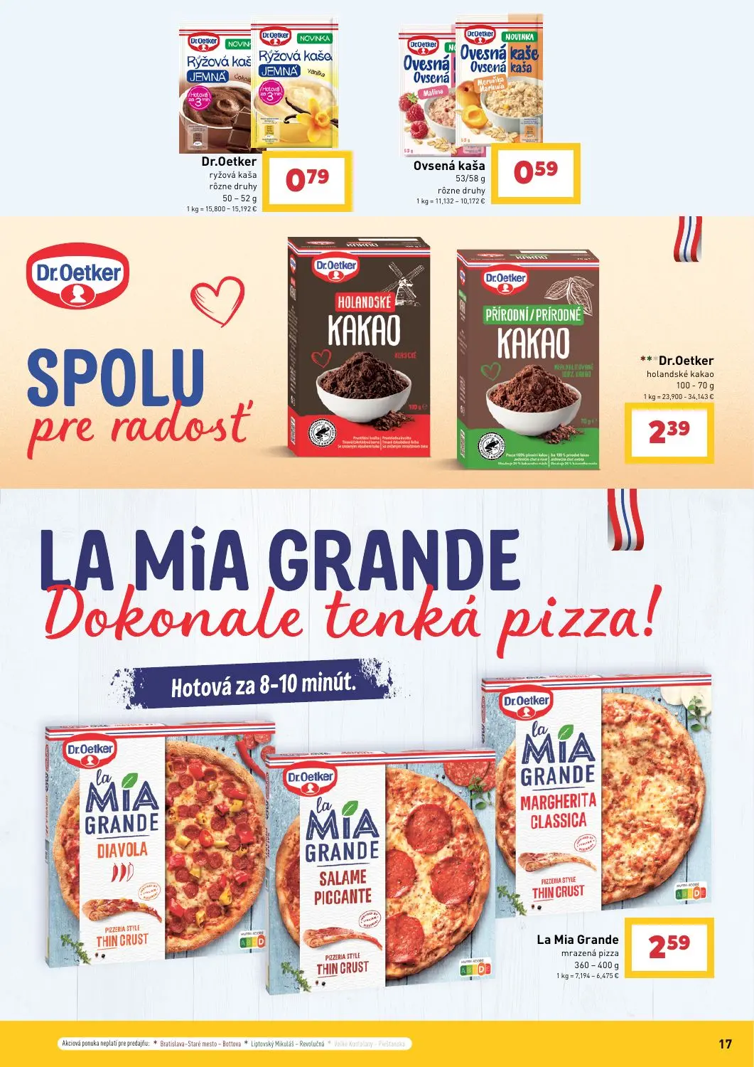 Billa leták, strana 17 z 43 — Dr.Oetker ryžová kaša, Ovesná kaša, Dr.Oetker holandské kakao